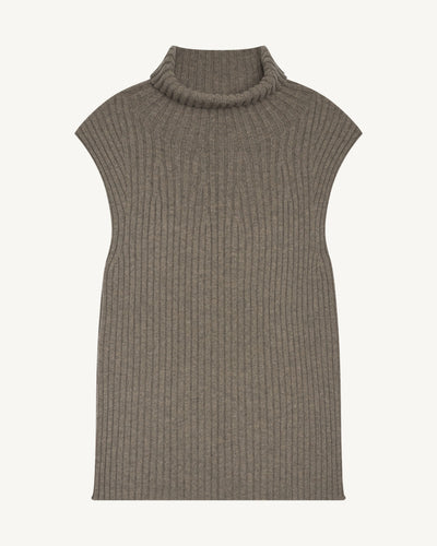 Pull sans manches à côtes-MILLET-100% cachemire