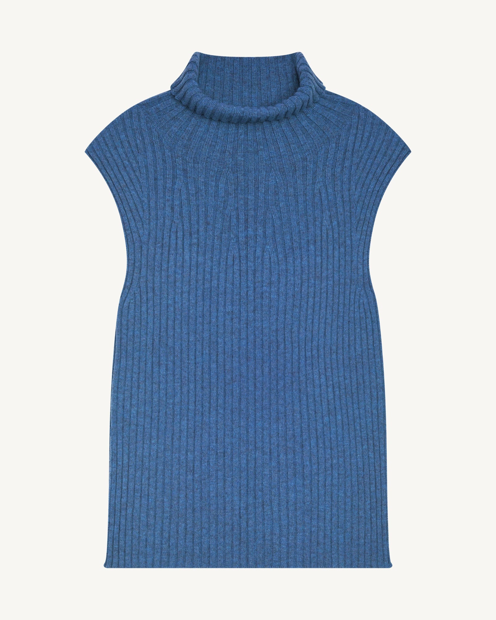 Pull sans manches à côtes-BLEU DE DELFT-100% cachemire