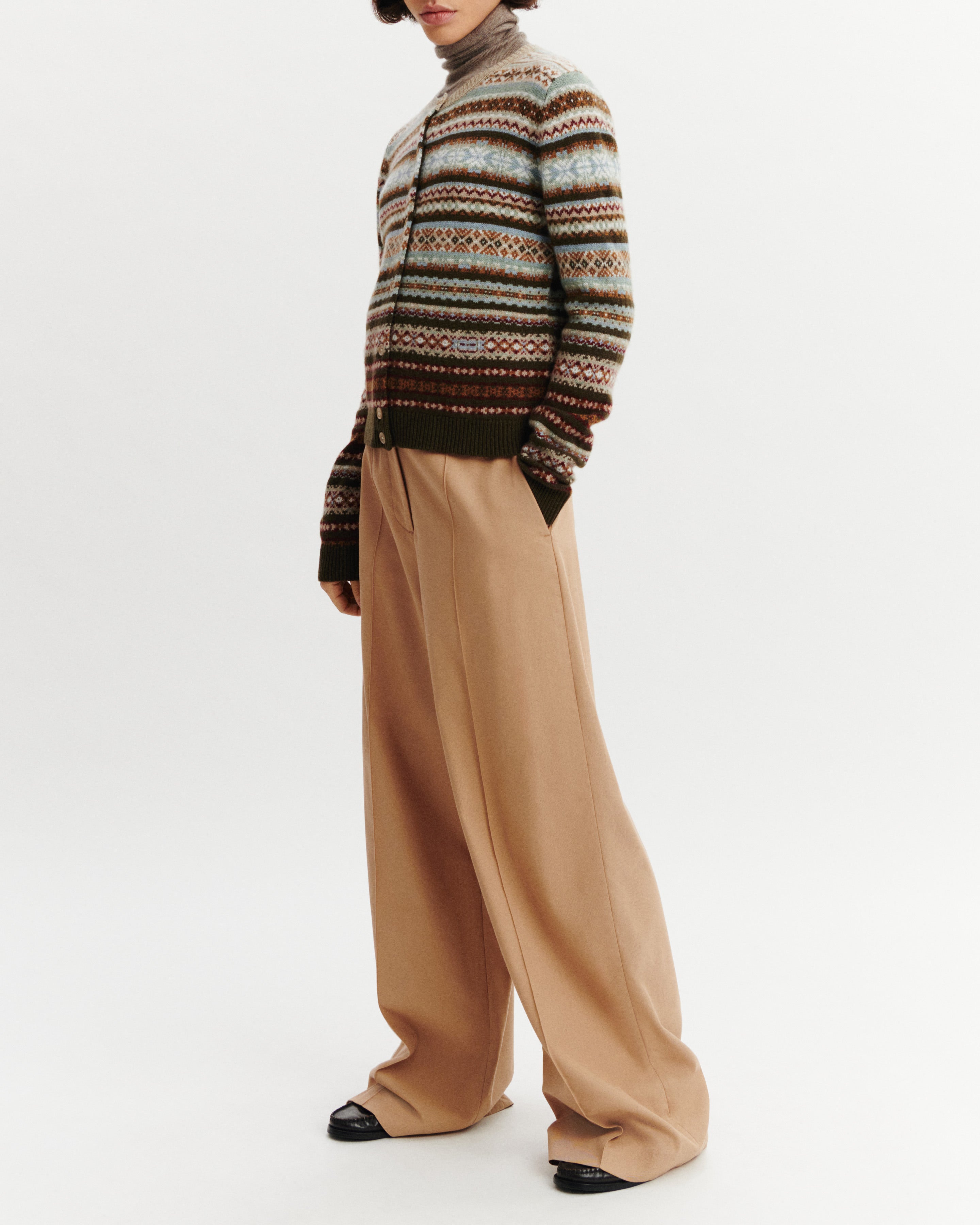 Cardigan fairisle-NOISETTE/KAKI KOMBU-100% cachemire