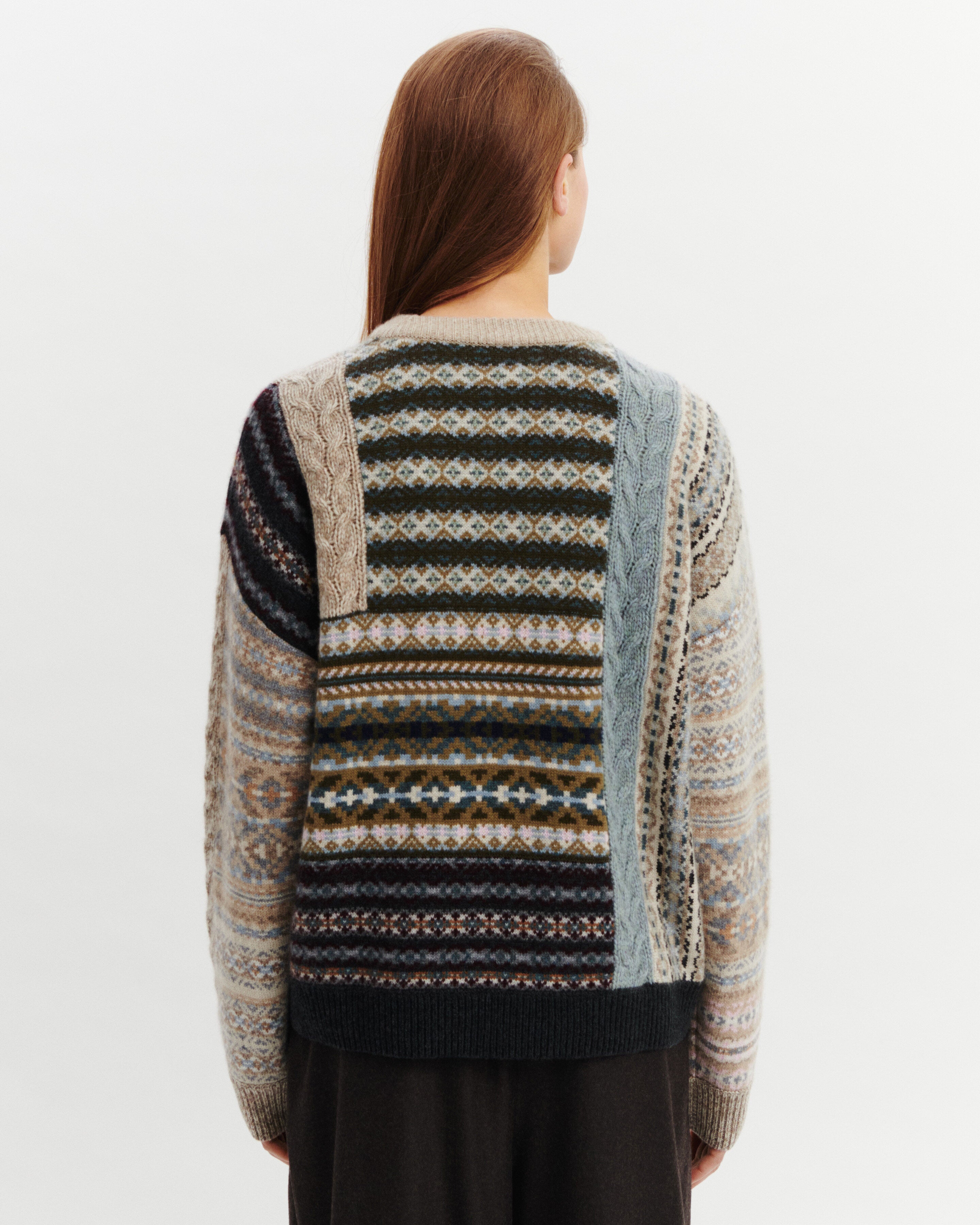 Col rond fairisle oversized-KAKI KOMBU/AVOINE-100% cachemire