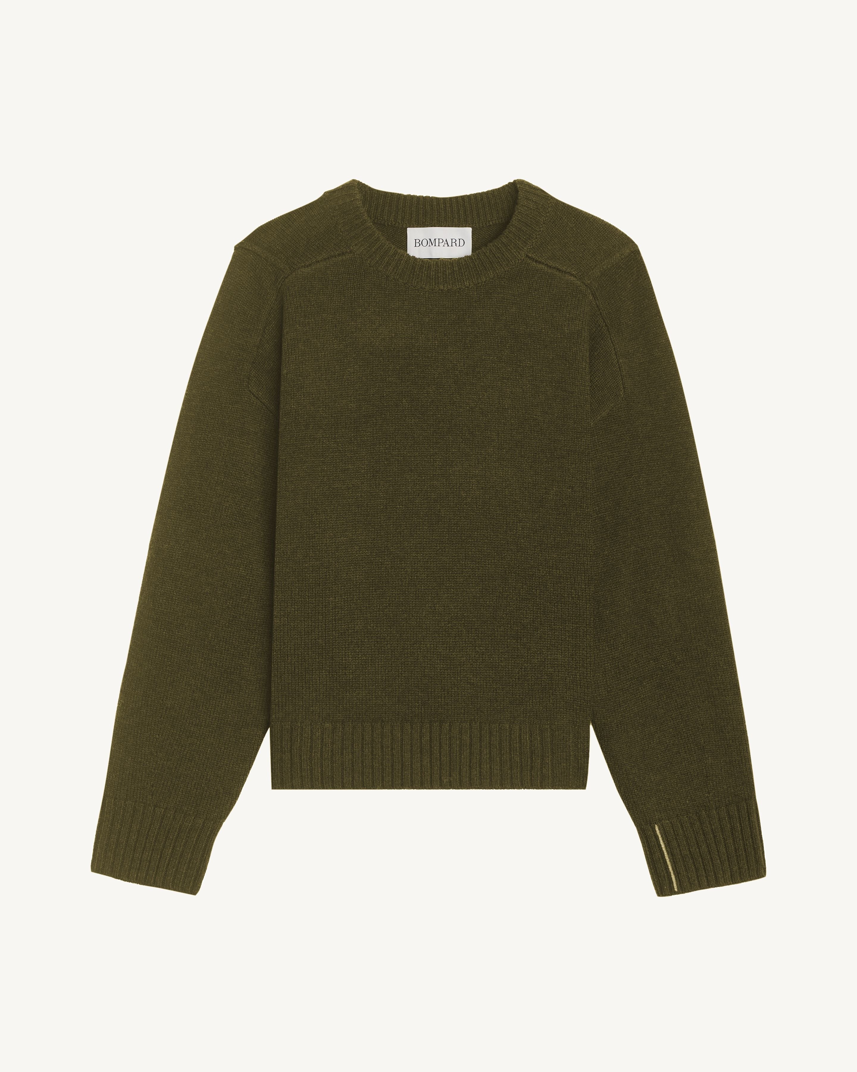 Pull col rond boxy-OLIVE-81% : Laine; 19% : Cachemire