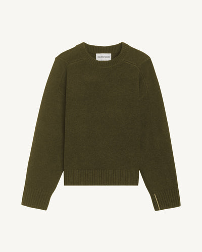 Pull col rond boxy-OLIVE-81% : Laine; 19% : Cachemire