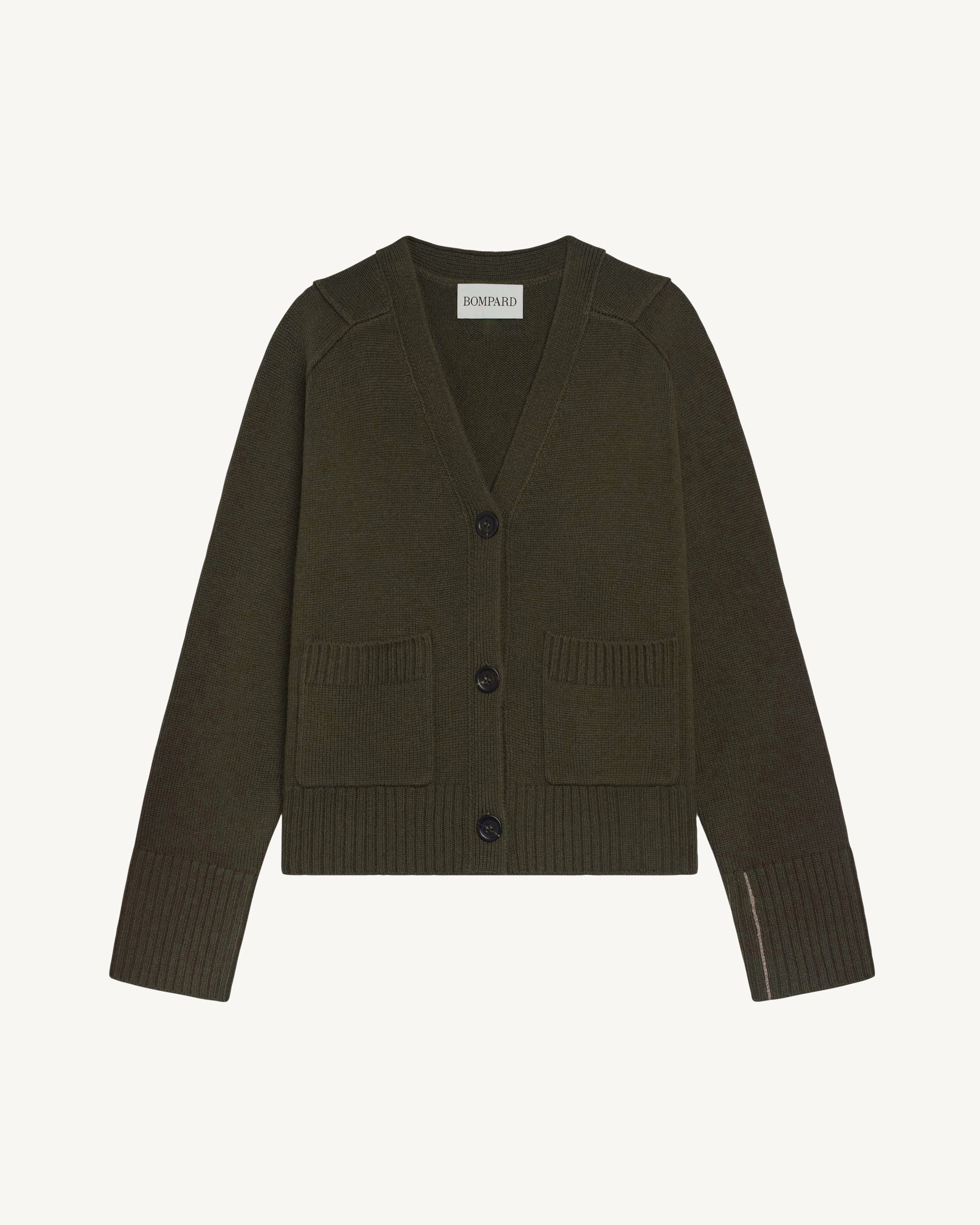 Gilet boxy-OLIVE-81% : Laine; 19% : Cachemire