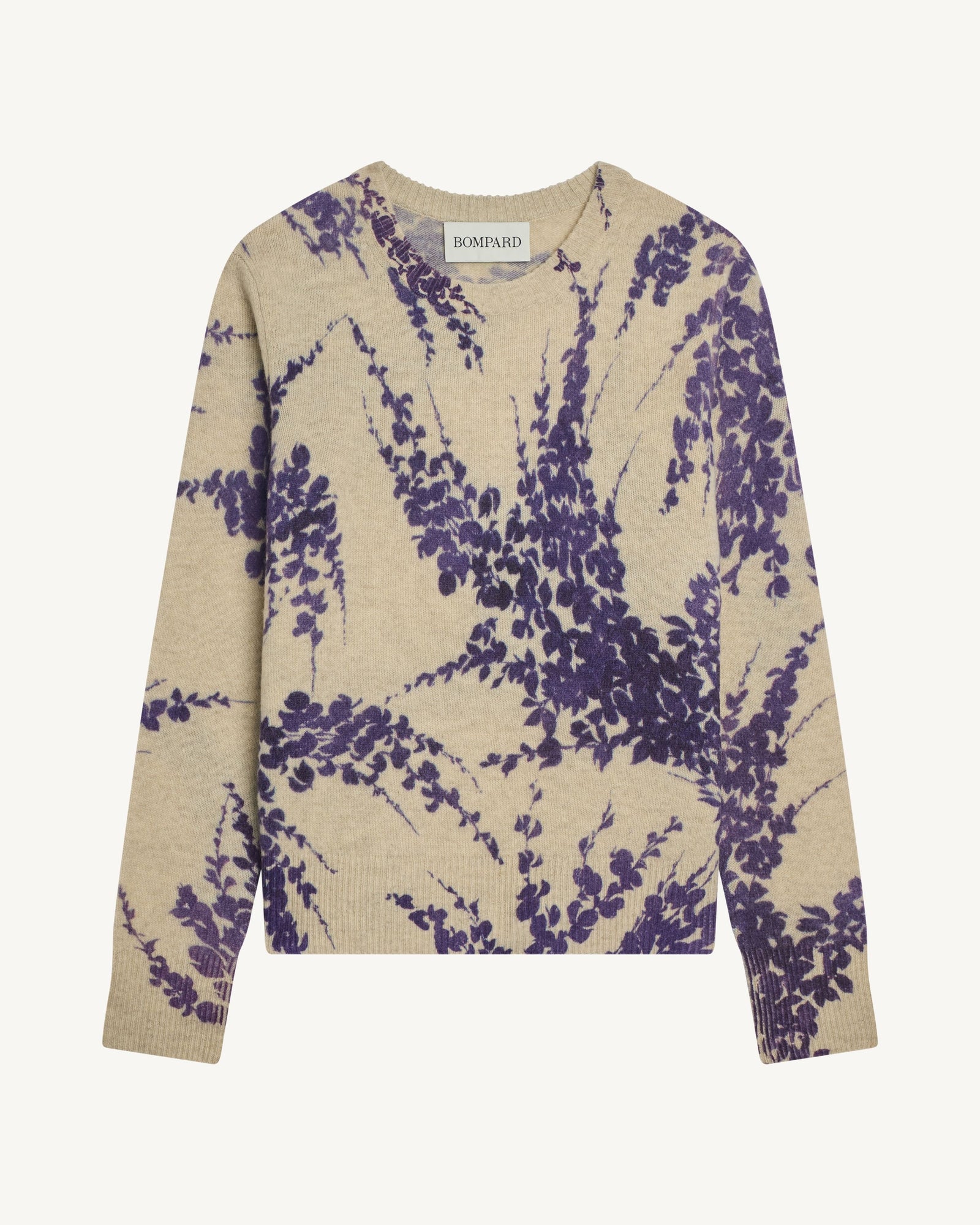 Pull col rond imprimé-AVOINE/ULTRAVIOLET-100% cachemire