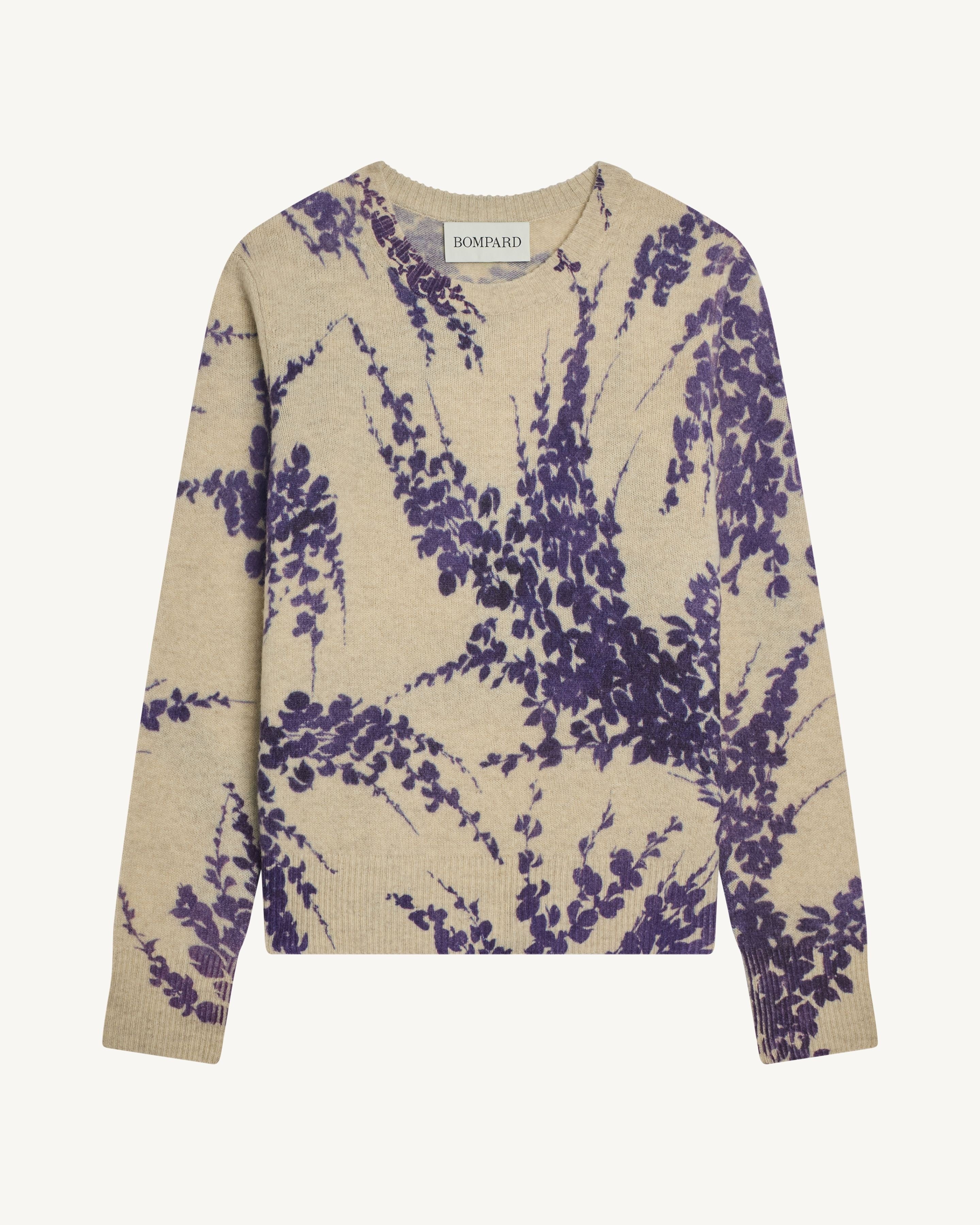 Pull col rond imprimé-AVOINE/ULTRAVIOLET-100% cachemire