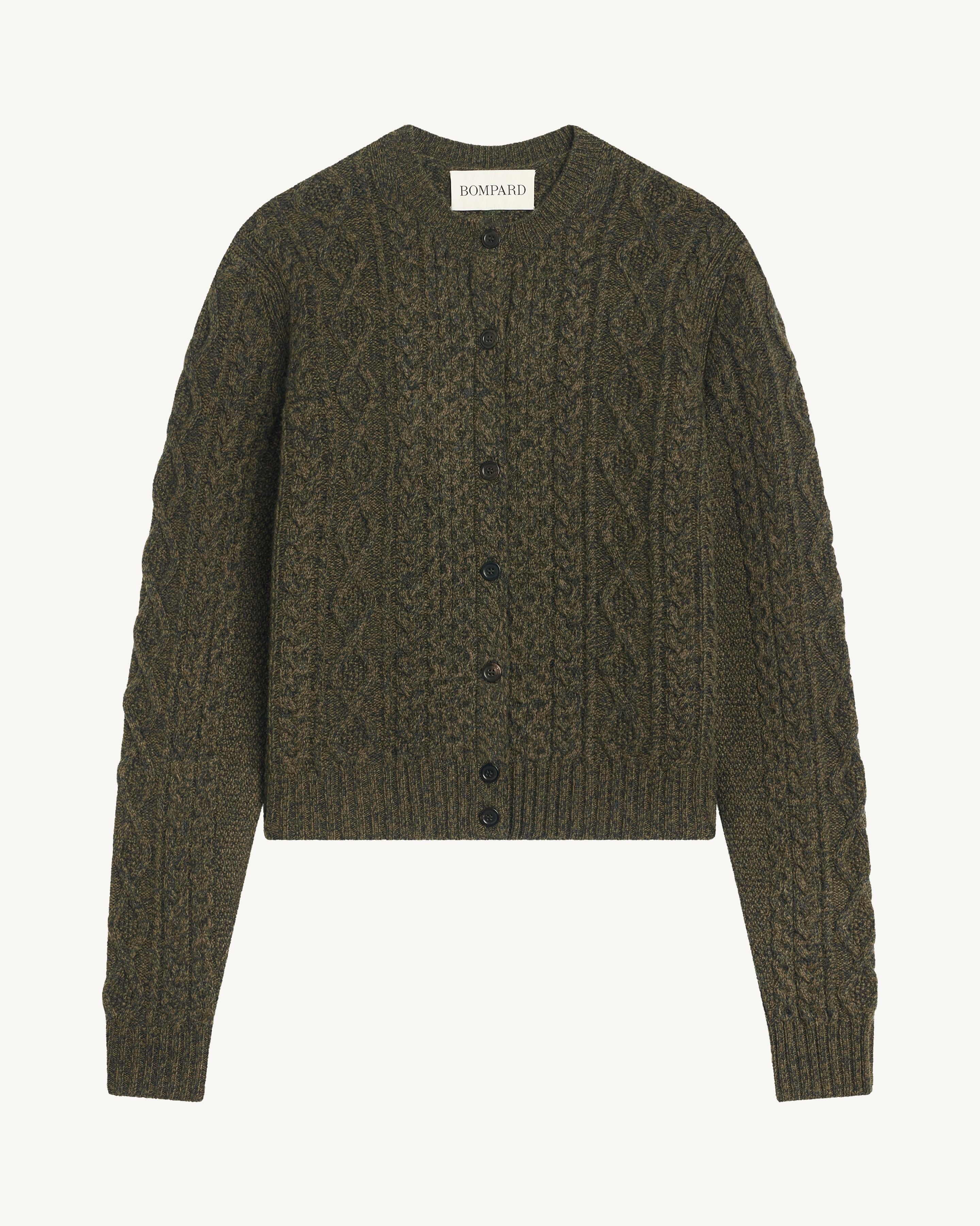 Cardigan à torsades-OLIVE/CHARBON-100% cachemire