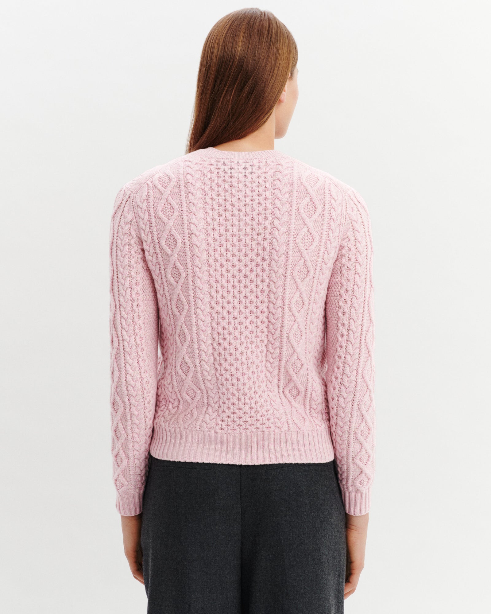 Cardigan à torsades-ROSE VIF/TOURTERELLE-100% cachemire