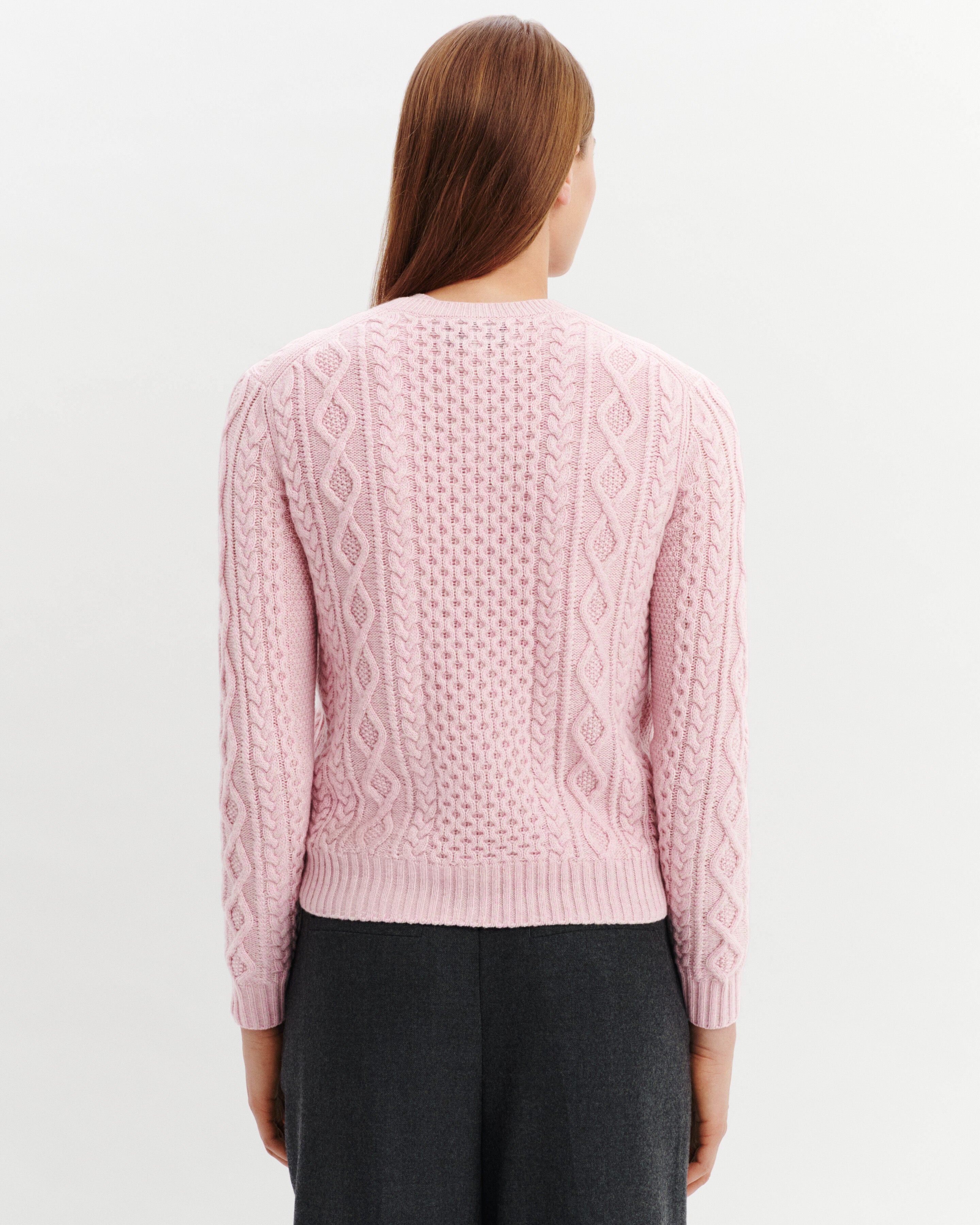 Cardigan à torsades-ROSE VIF/TOURTERELLE-100% cachemire