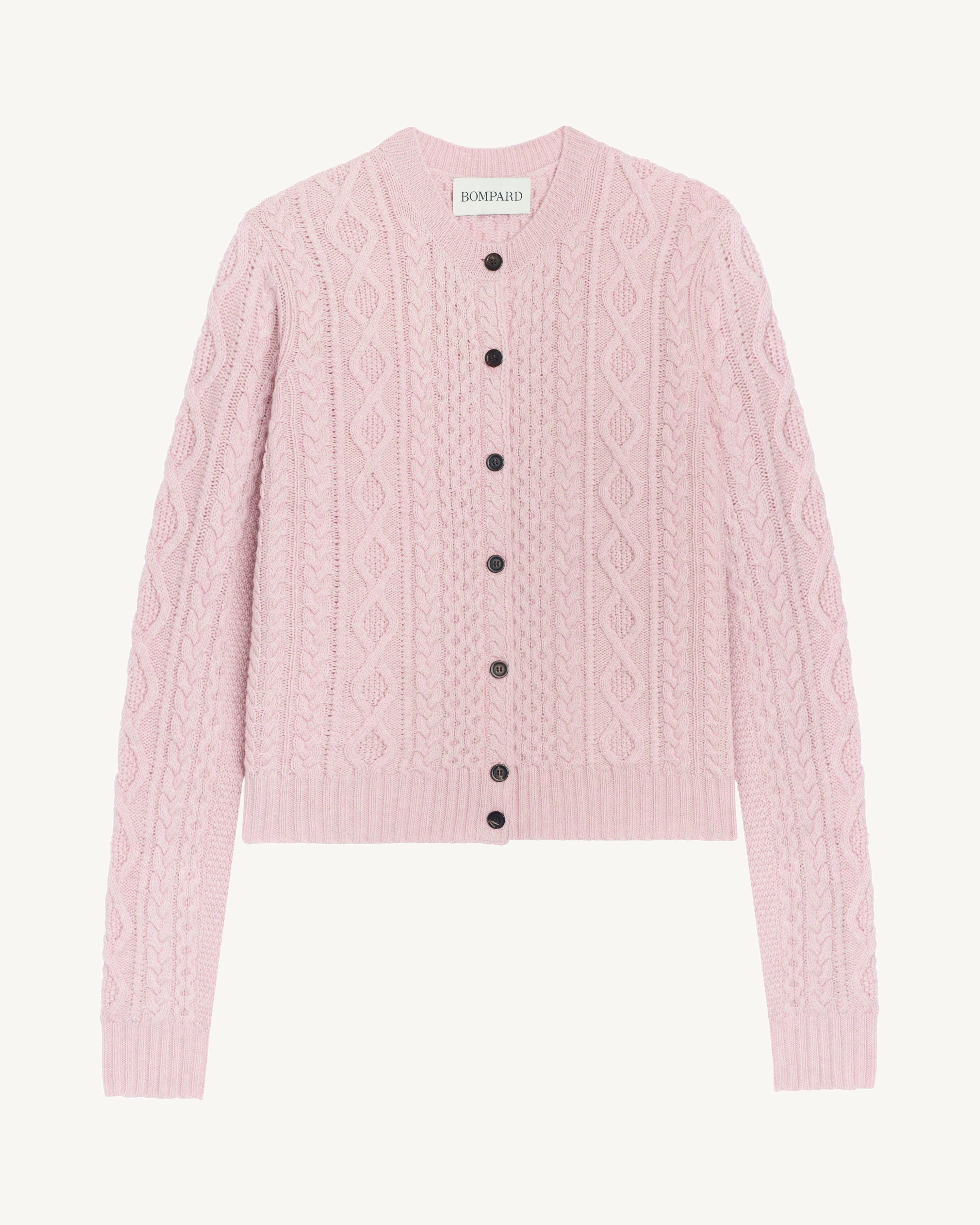 Cardigan à torsades-ROSE VIF/TOURTERELLE-100% cachemire