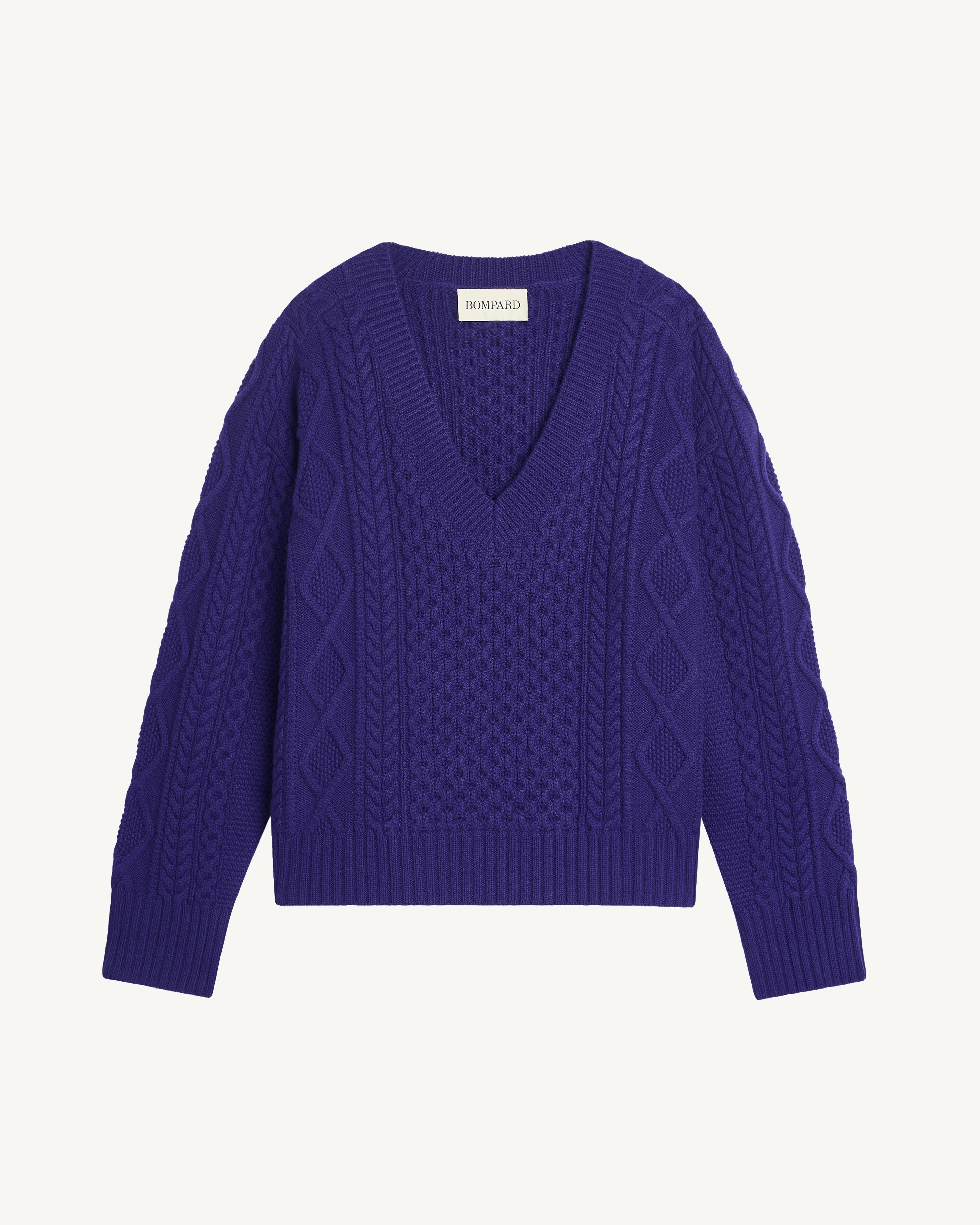 Pull col V à tosades-ULTRAVIOLET-100% cachemire