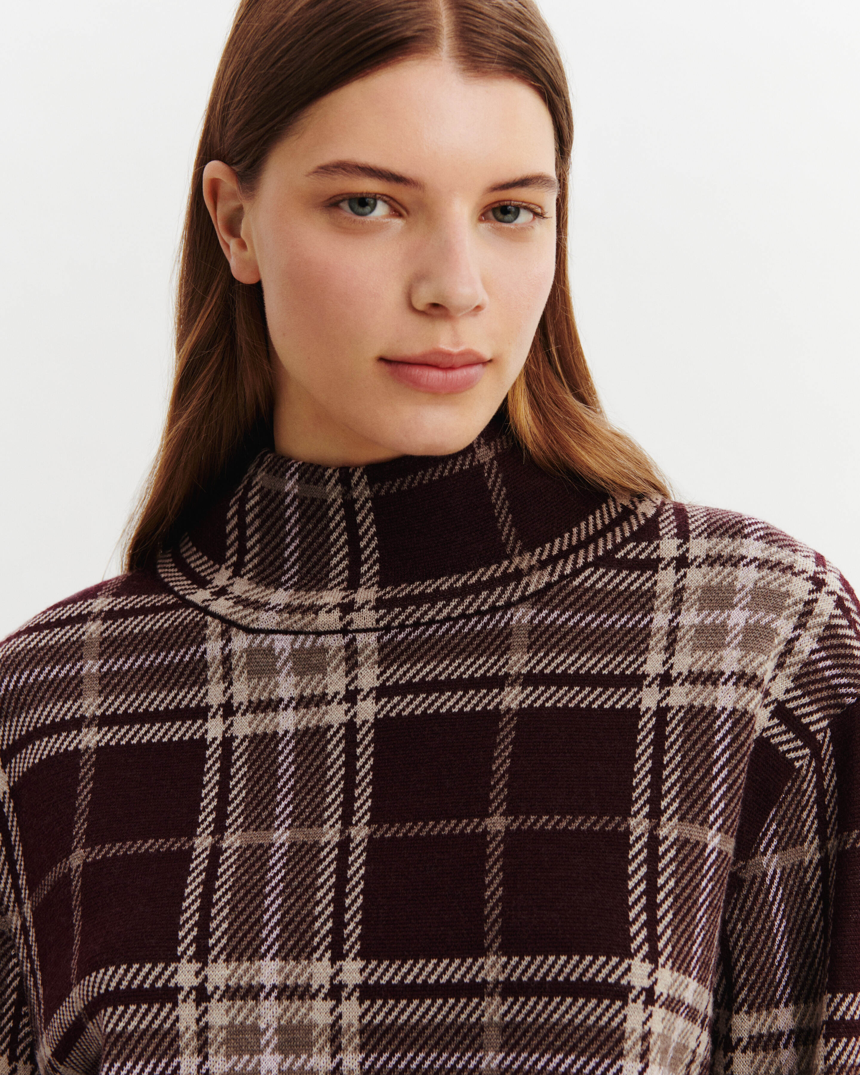 Pull col montant tartan
