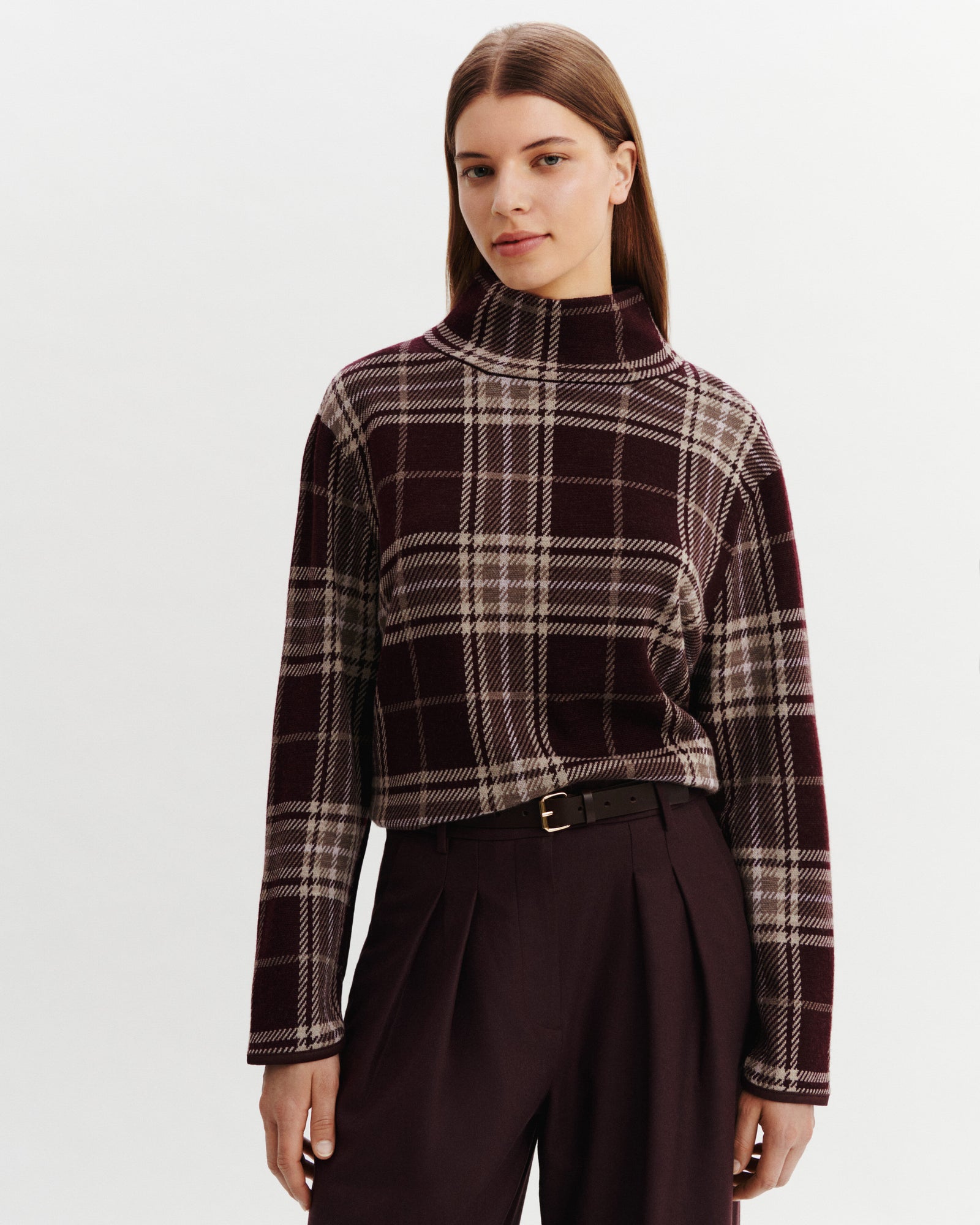 Pull col montant tartan