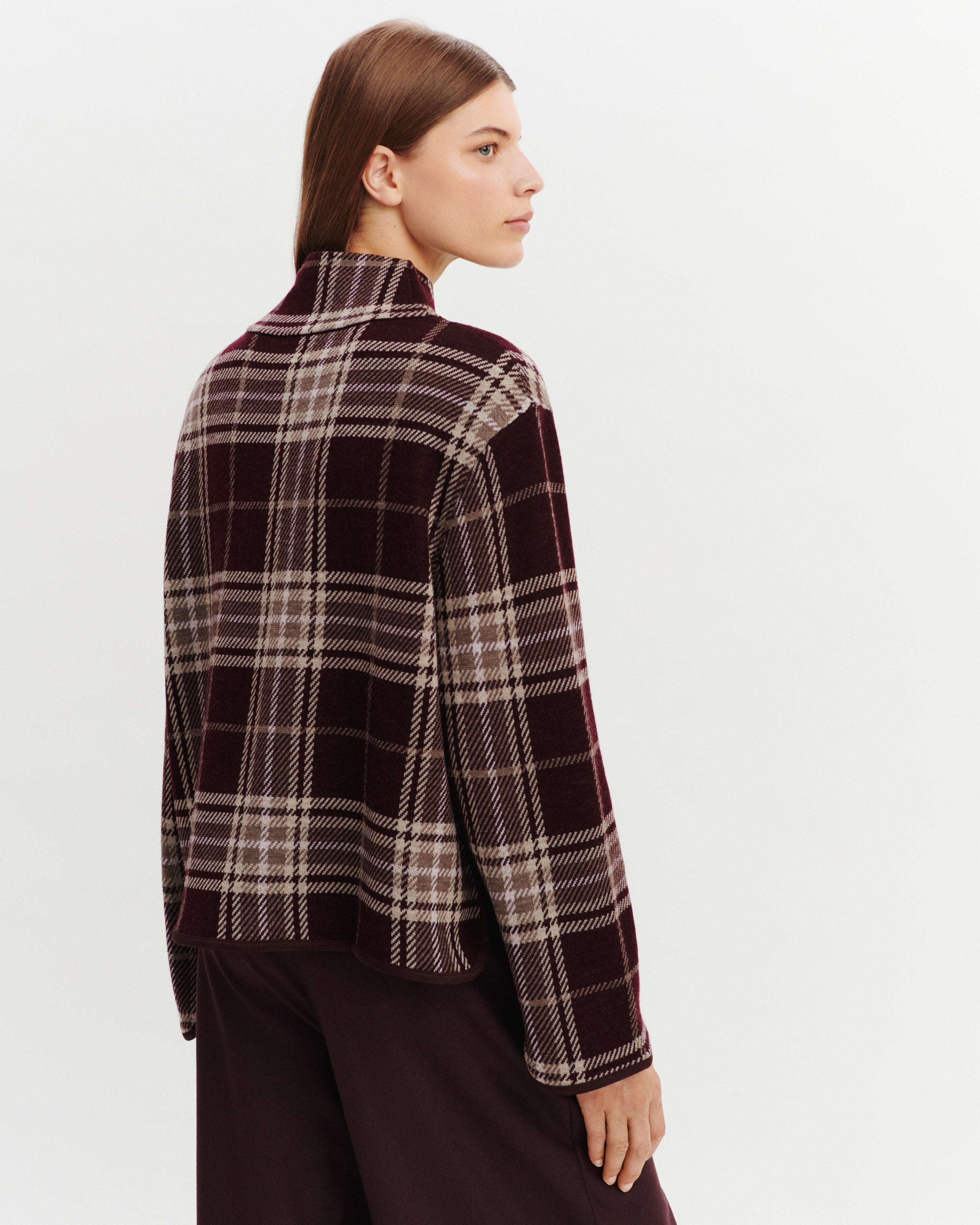 Pull col montant tartan