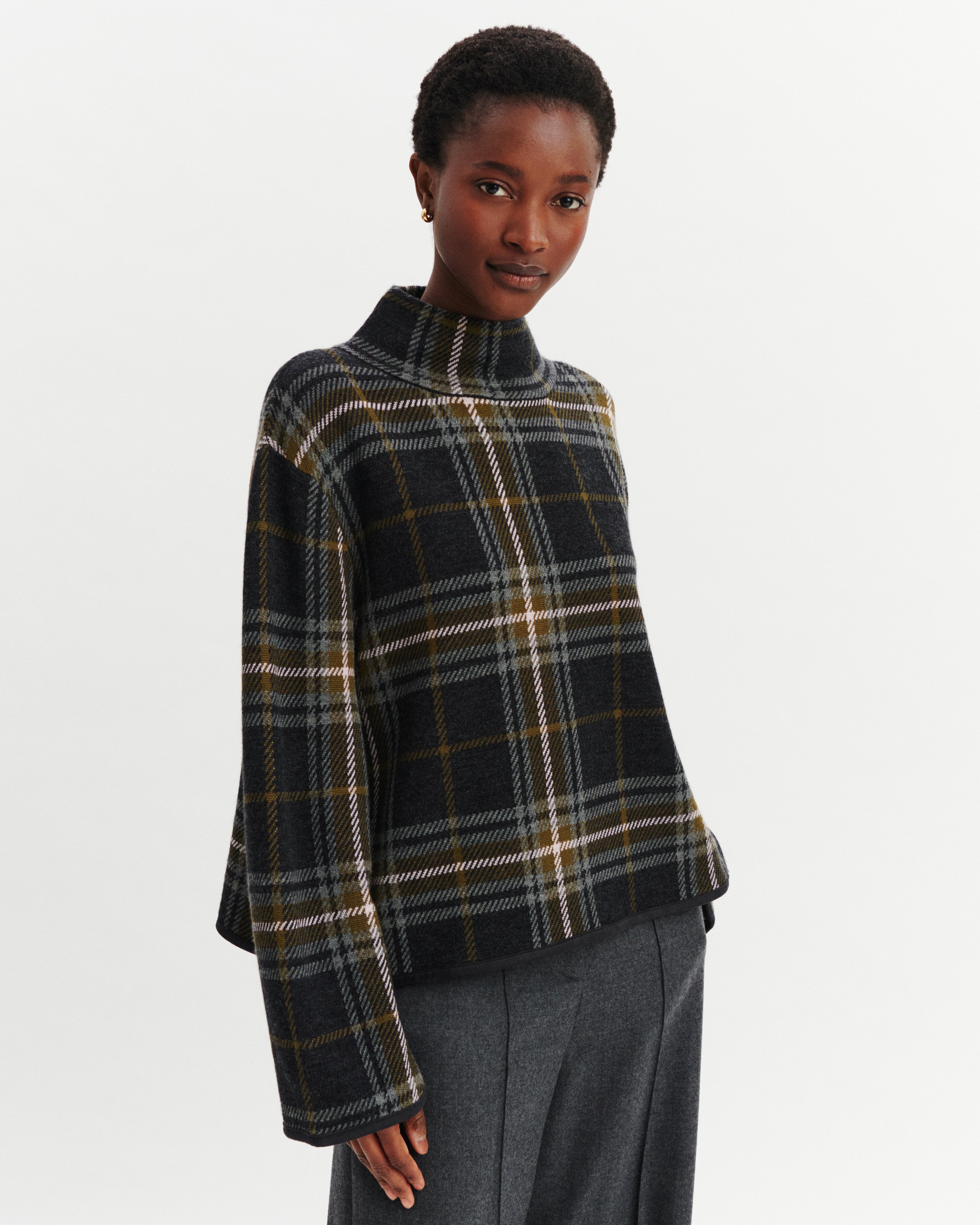 Pull col montant tartan