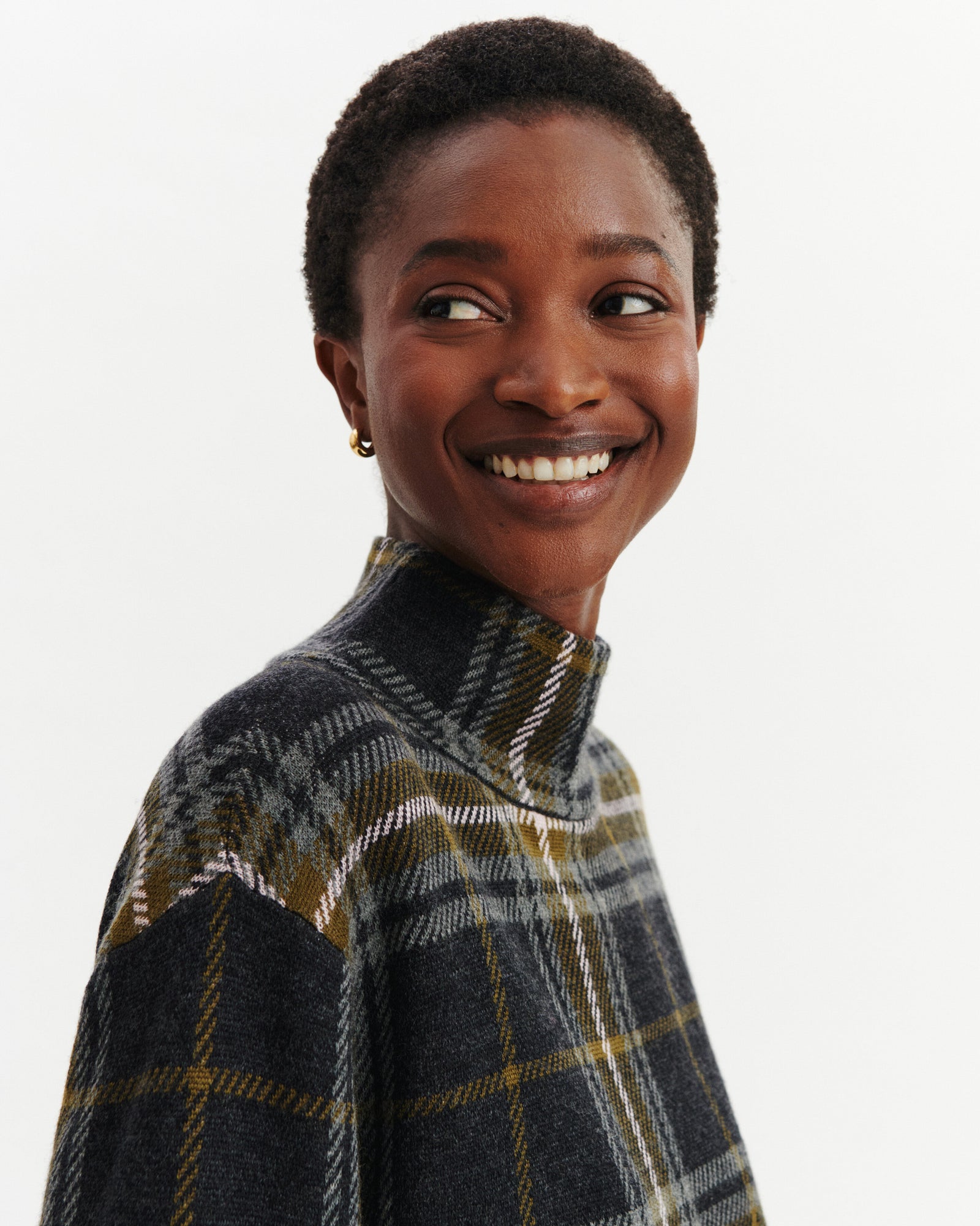 Pull col montant tartan