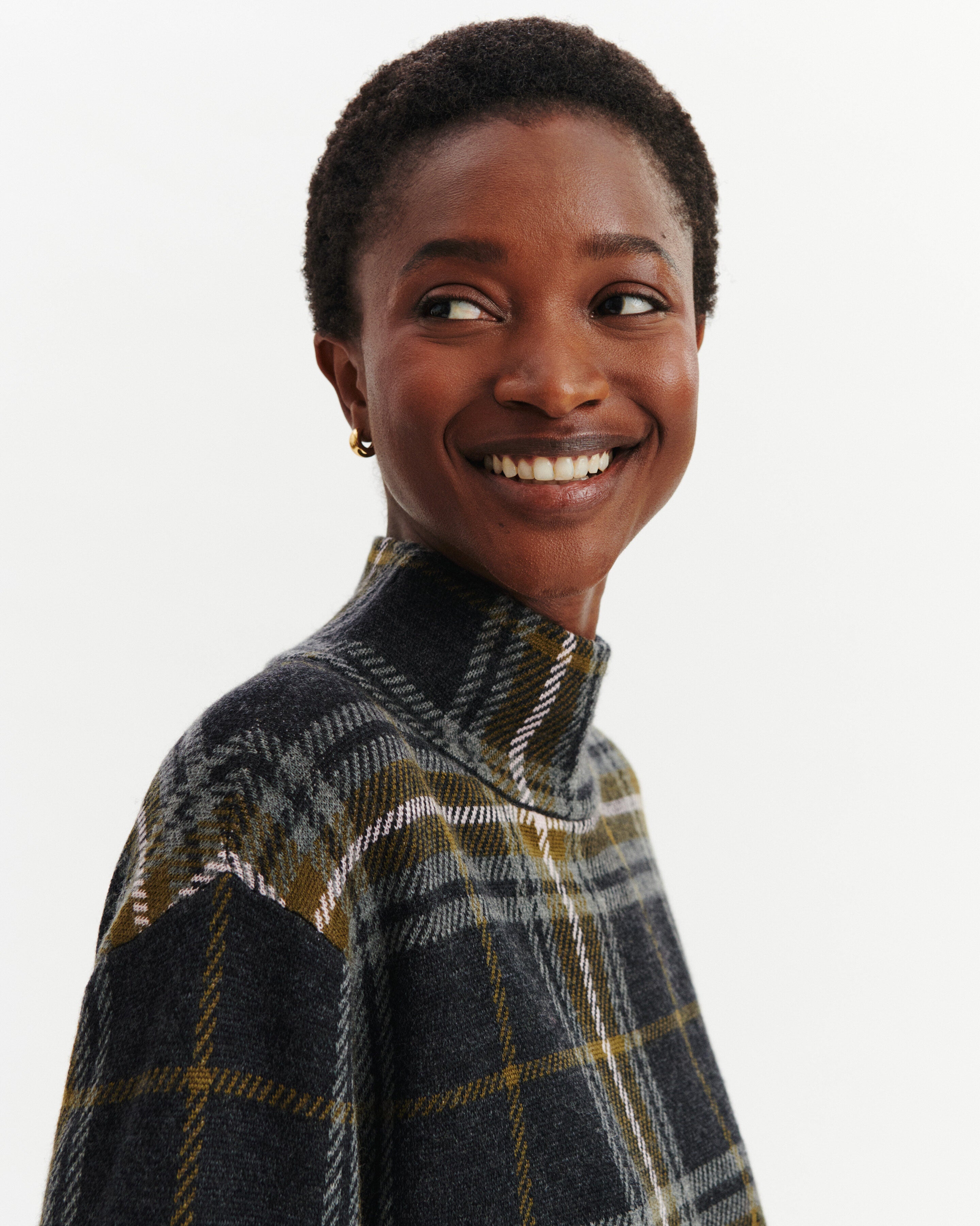 Pull col montant tartan