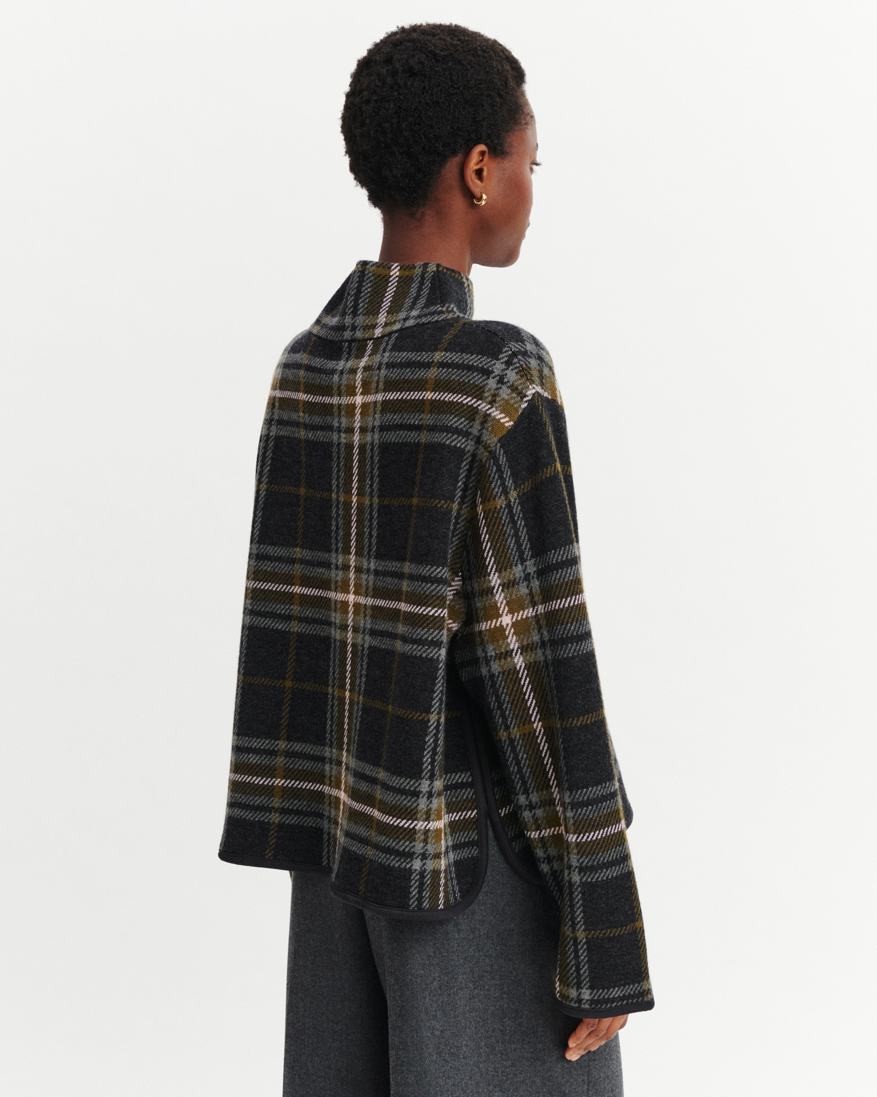 Pull col montant tartan