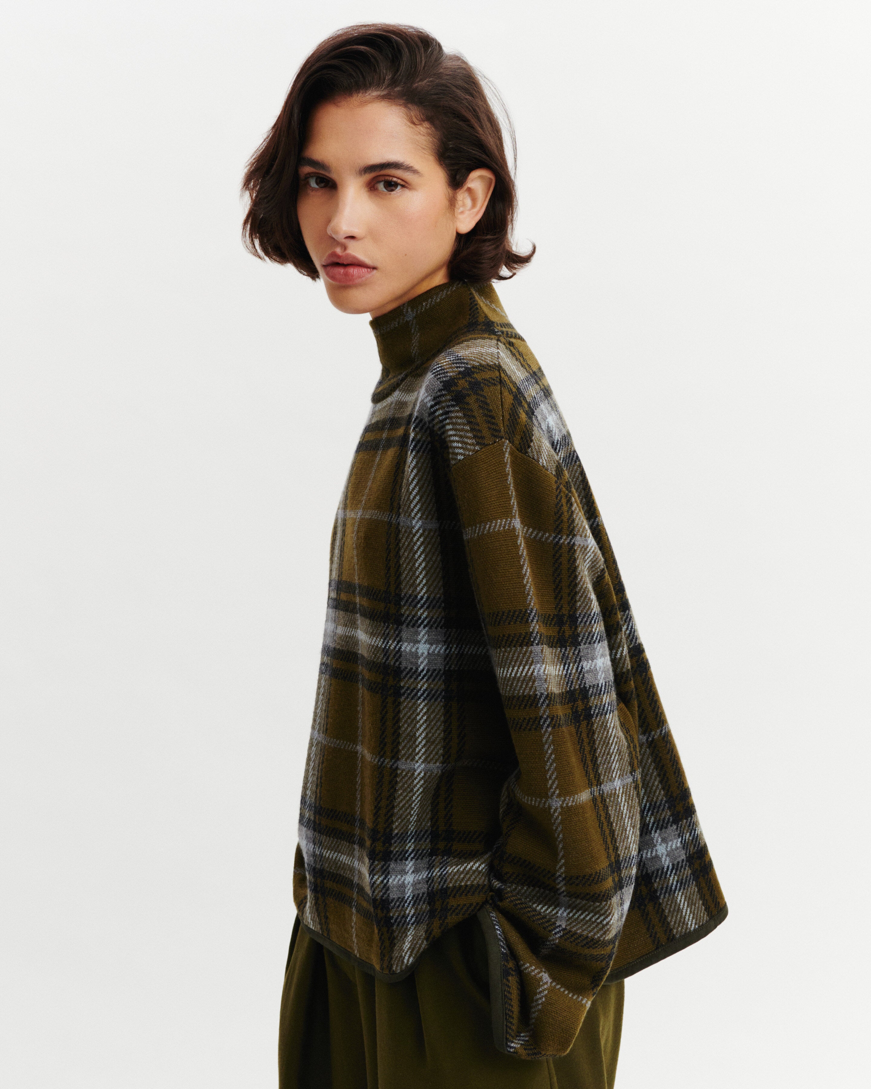 Pullover mit Stehkragen und Tartan-Muster