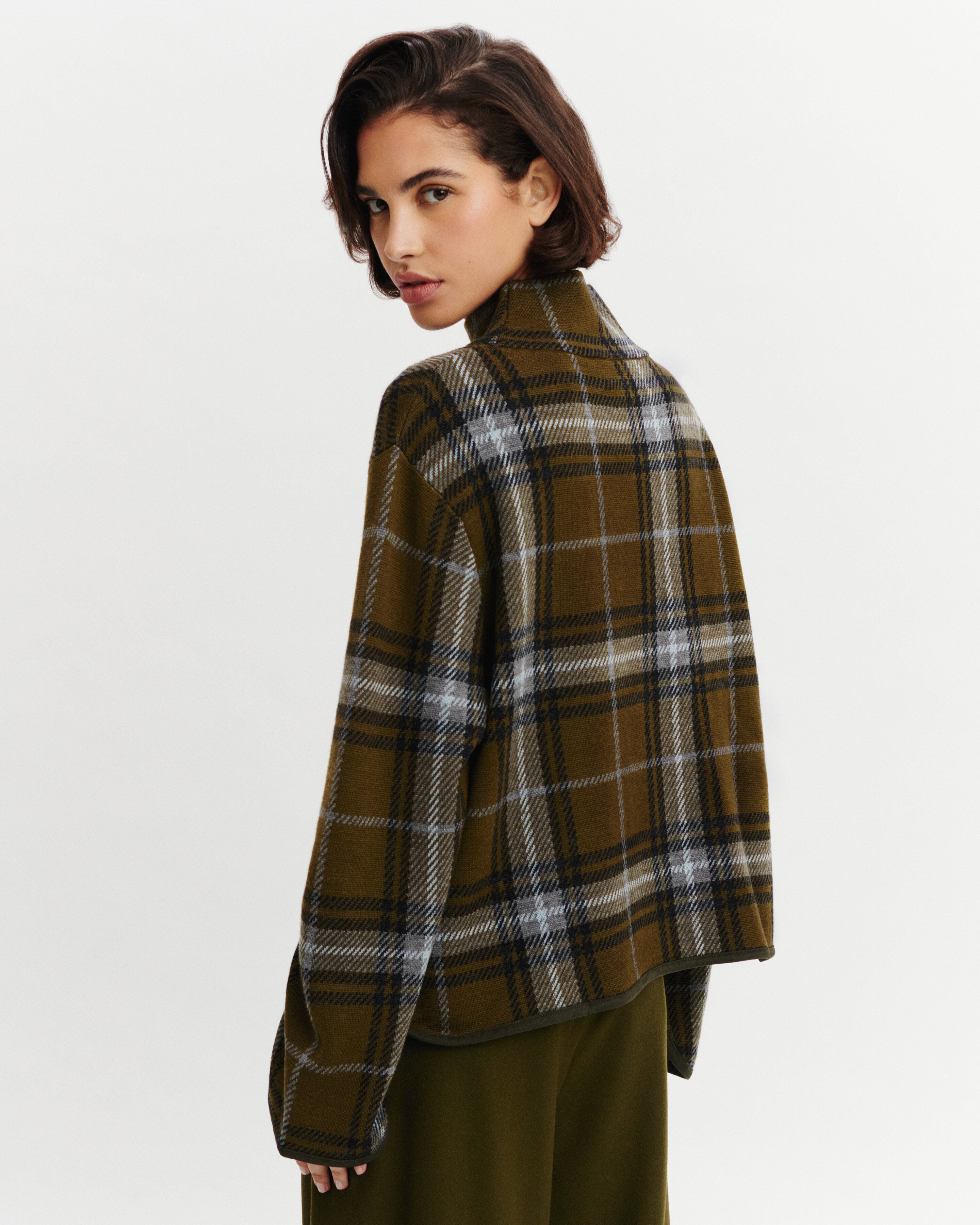 Pullover mit Stehkragen und Tartan-Muster