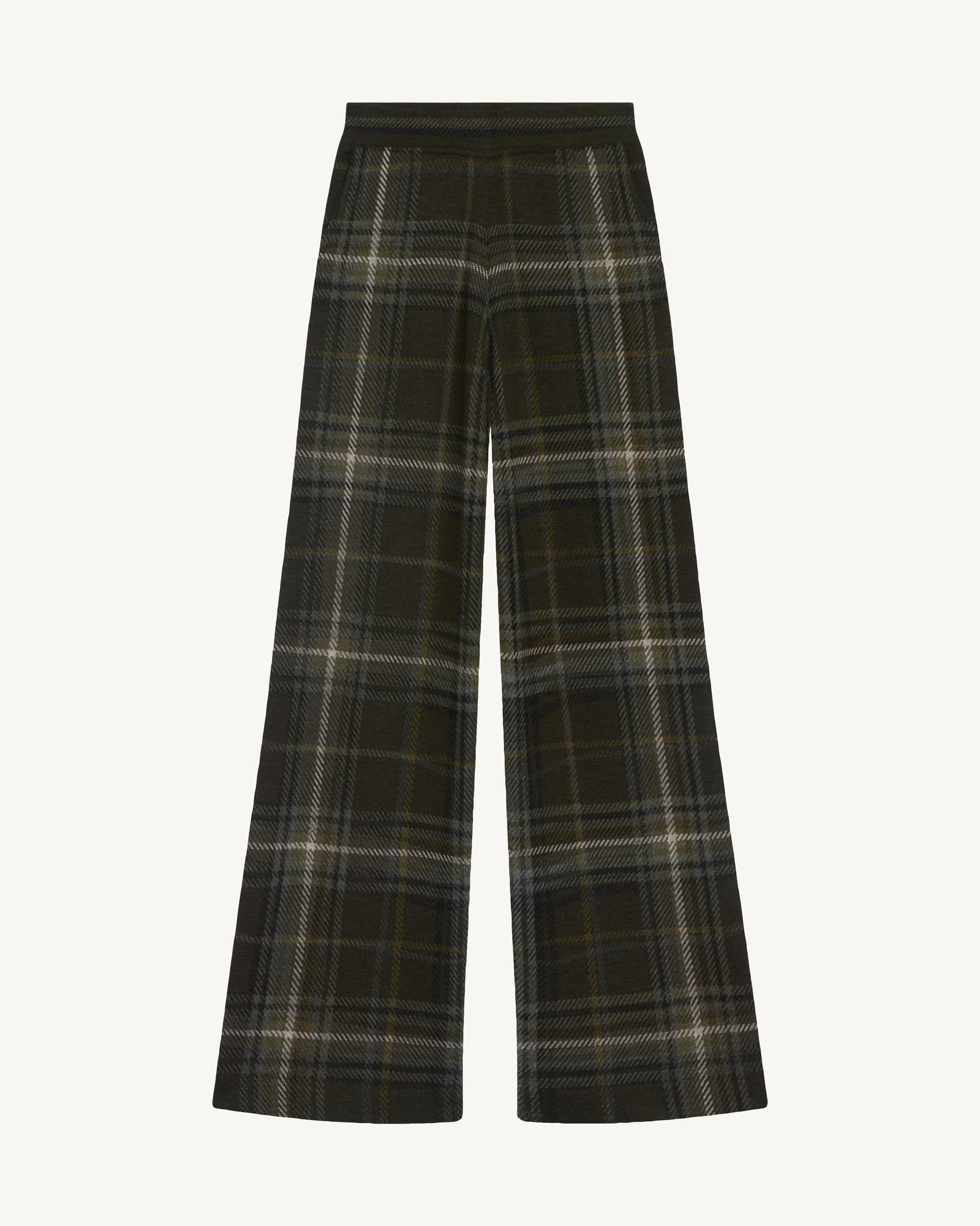 Pantalon tartan-CHARBON/OLIVE-100% laine + 70% laine 30% cachemire