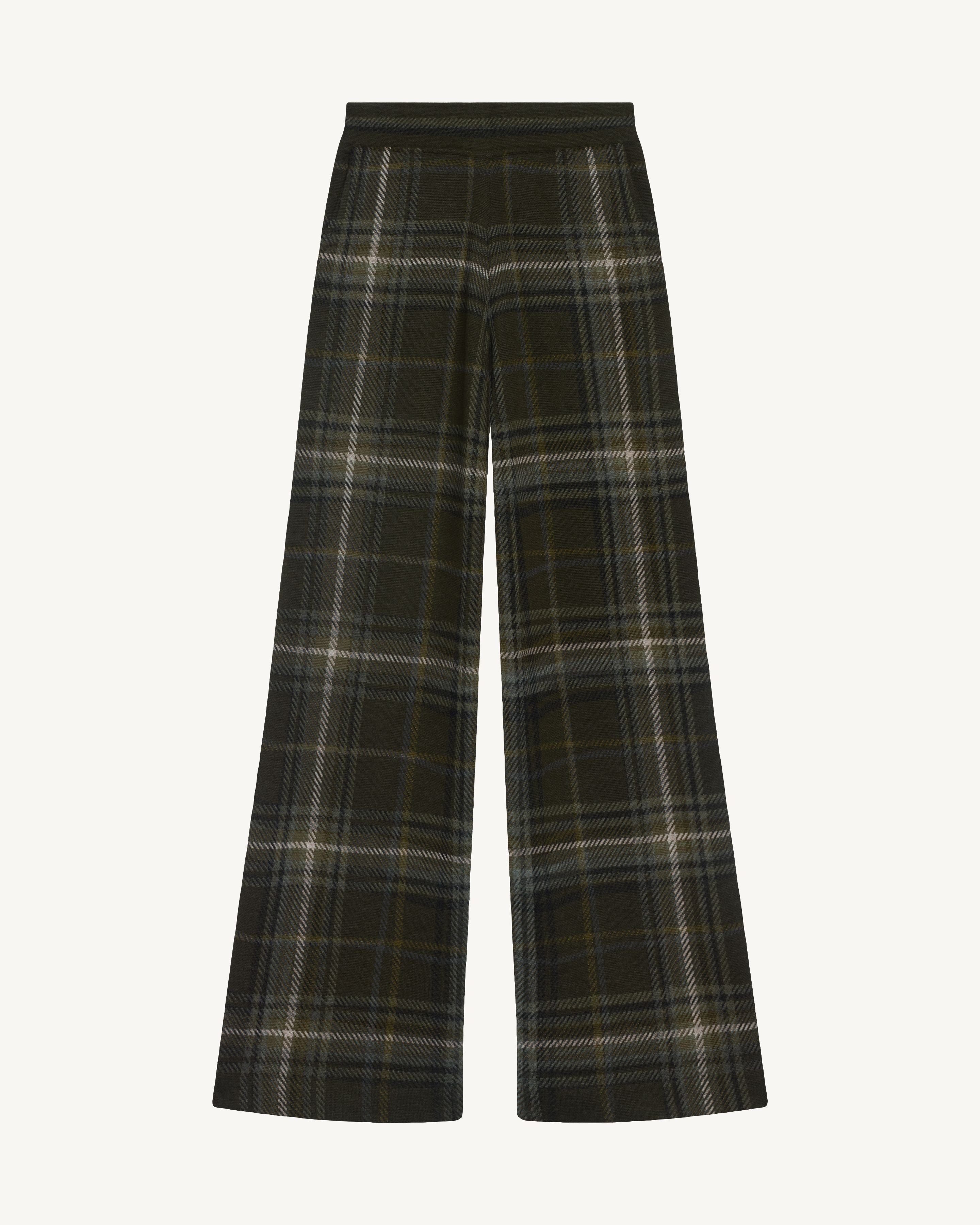 Pantalon tartan-CHARBON/OLIVE-100% laine + 70% laine 30% cachemire