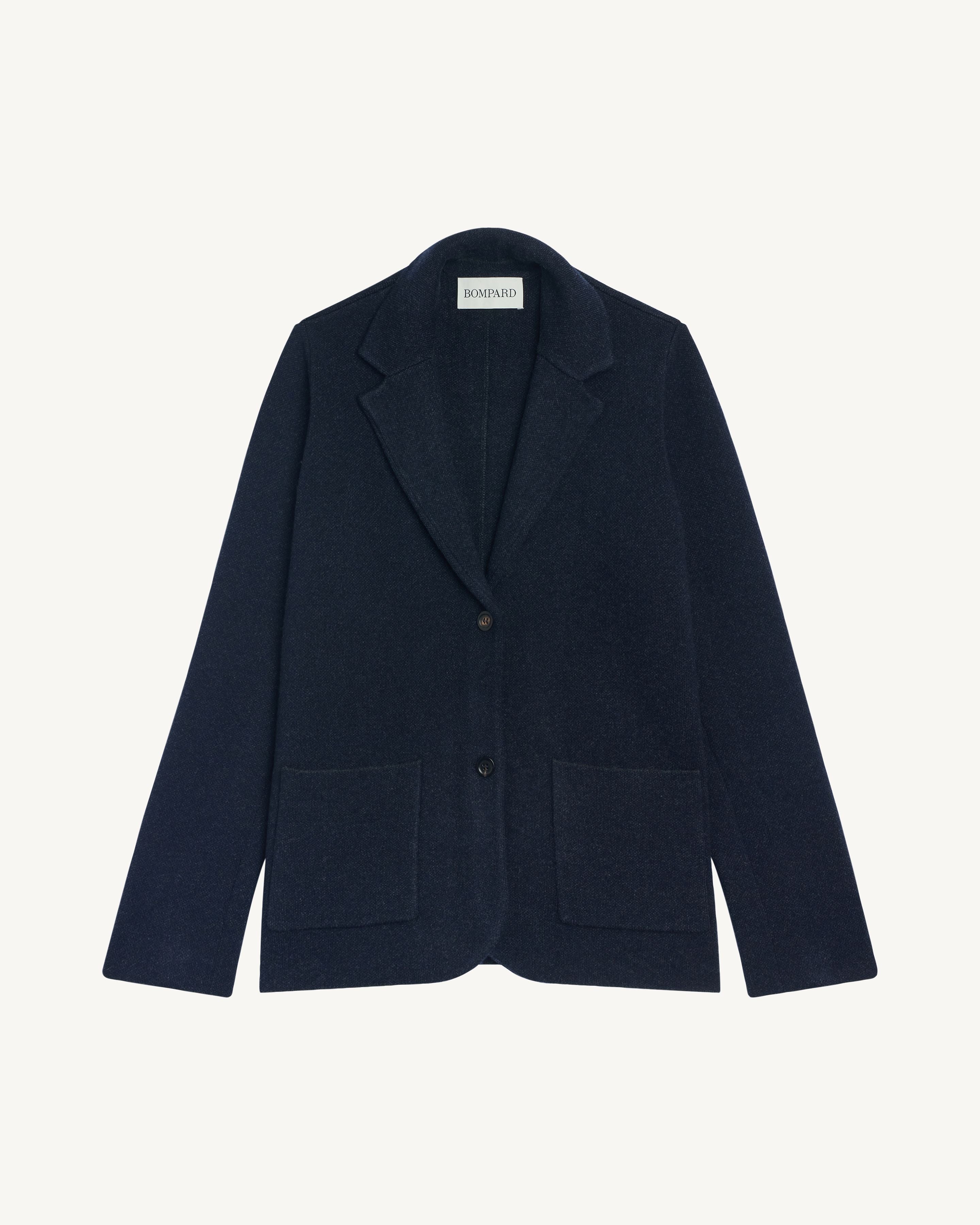 Veste blazer piqué-MARINE/CHARBON-70% laine 30% cachemire