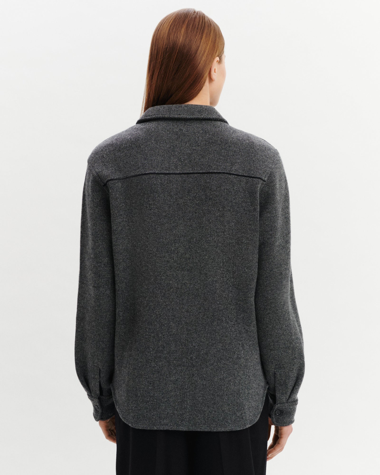 Surchemise piqué-GRIS METEORITE/CHARBON-70% laine 30% cachemire