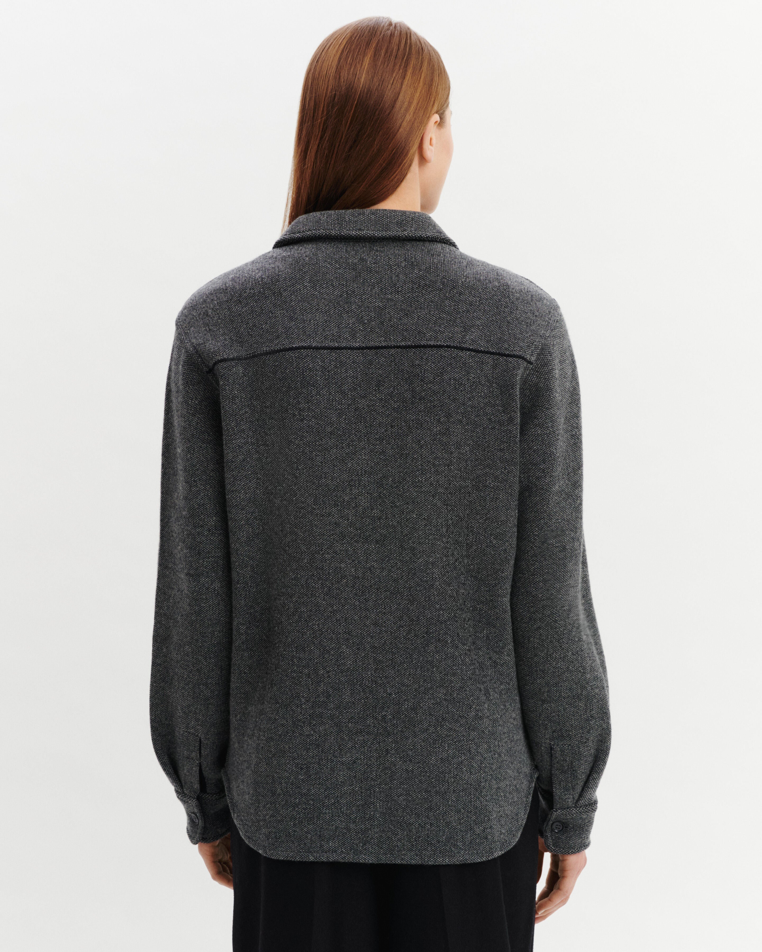 Surchemise piqué-GRIS METEORITE/CHARBON-70% laine 30% cachemire