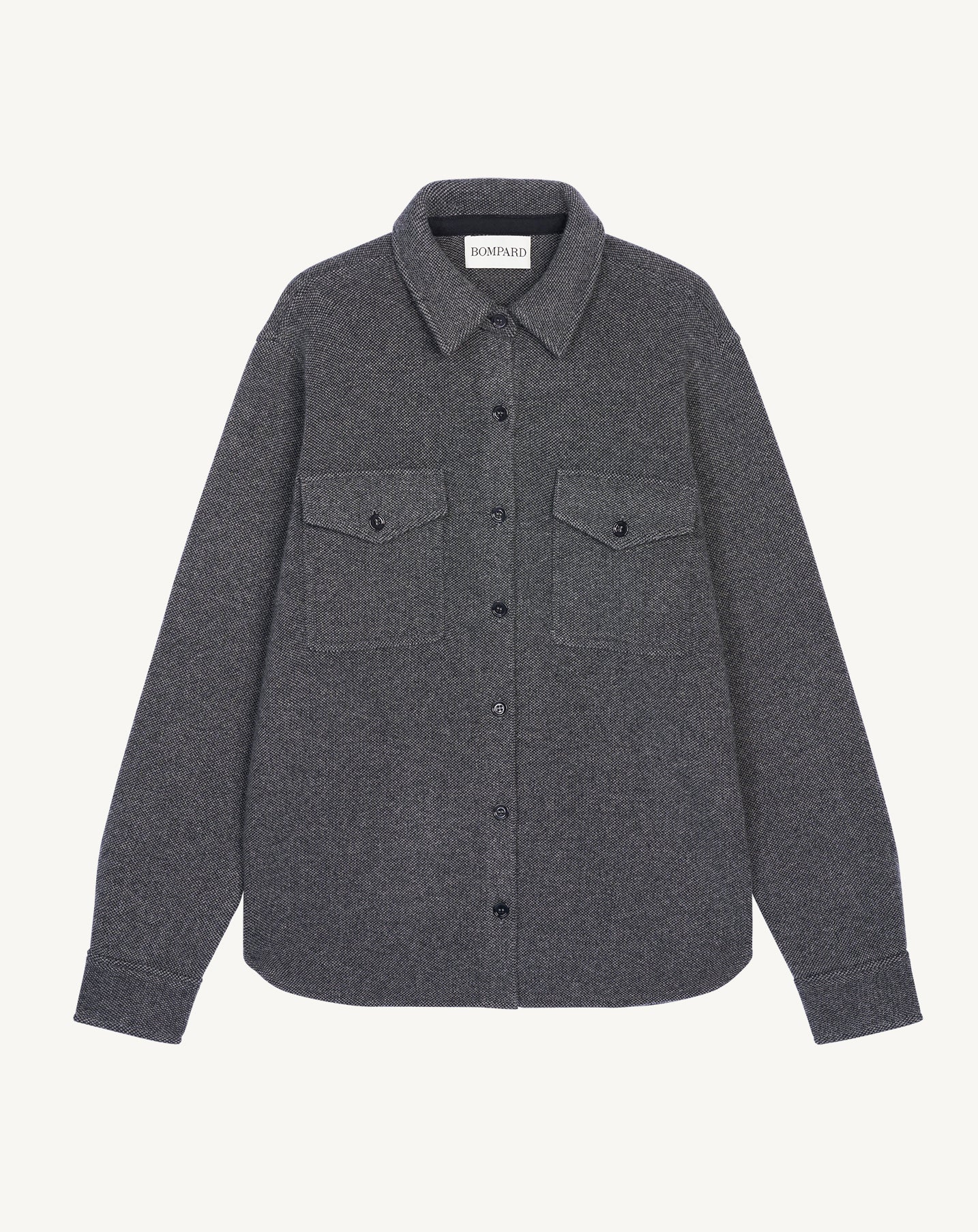 Surchemise piqué-GRIS METEORITE/CHARBON-70% laine 30% cachemire