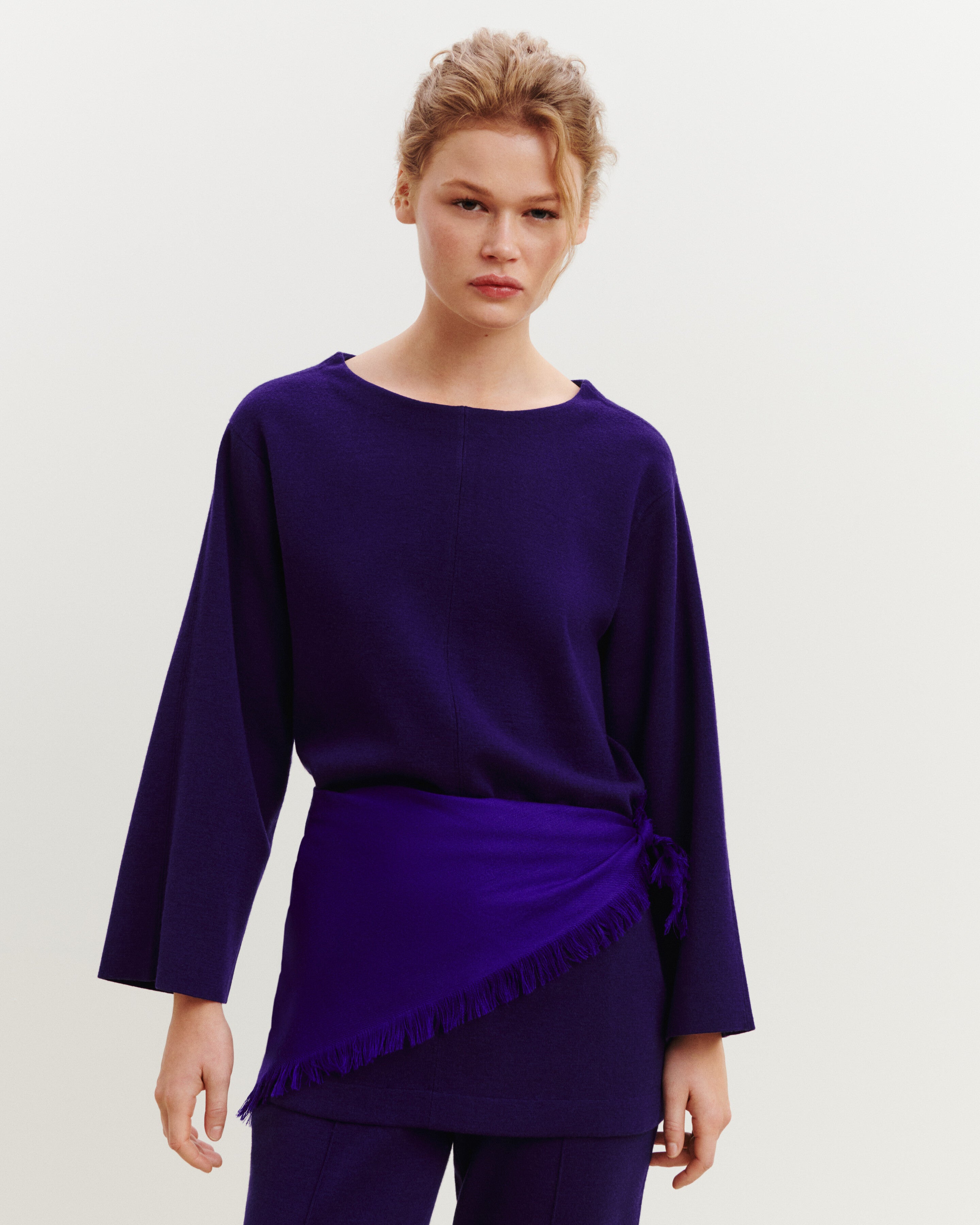 Col rond milano-ULTRAVIOLET FONCE-95% laine 5% cachemire