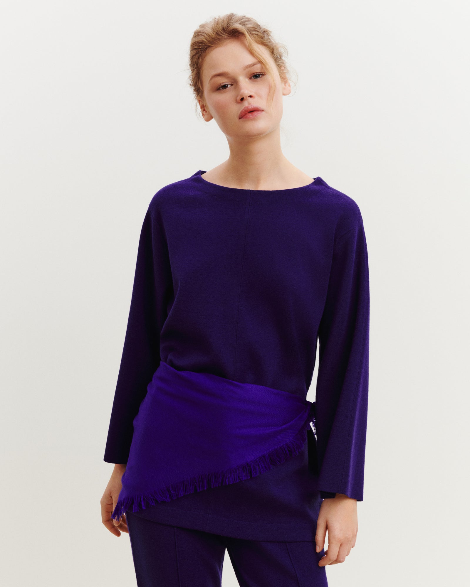 Col rond milano-ULTRAVIOLET FONCE-95% laine 5% cachemire