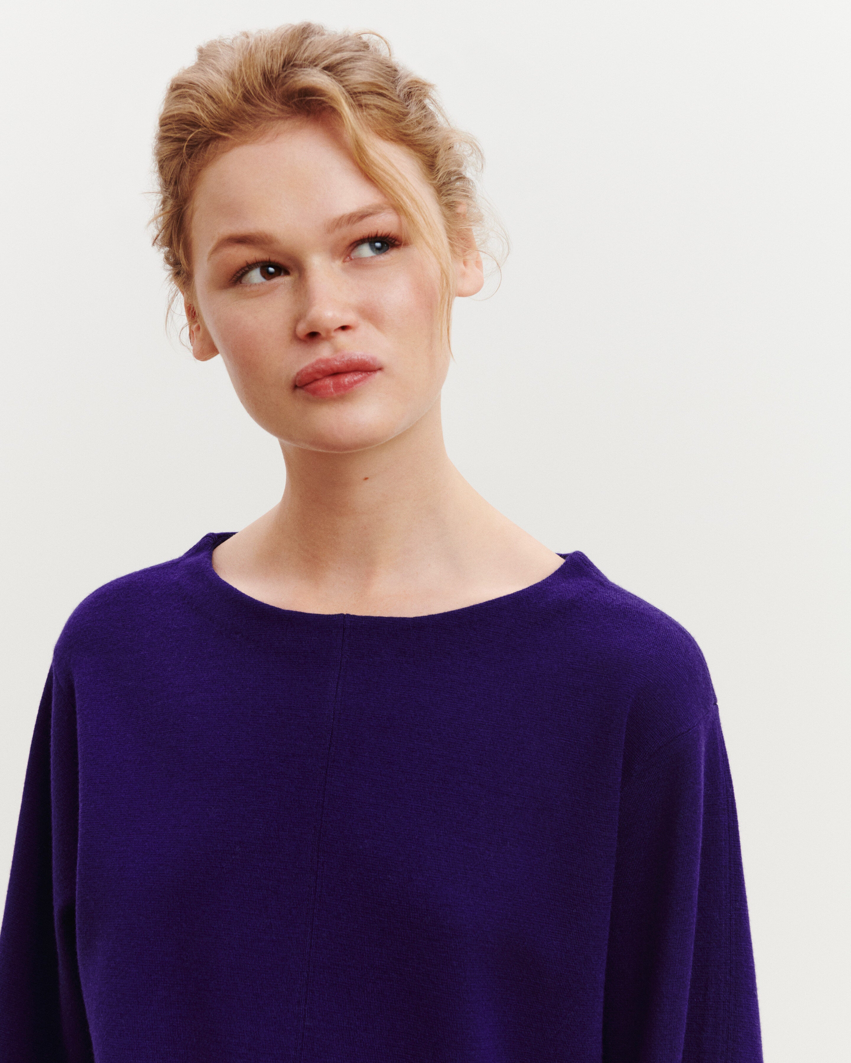 Col rond milano-ULTRAVIOLET FONCE-95% laine 5% cachemire