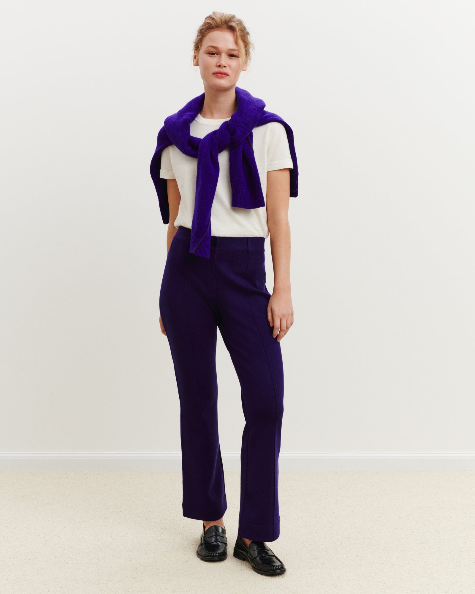 Pantalon bootcut milano-ULTRAVIOLET FONCE-95% laine 5% cachemire