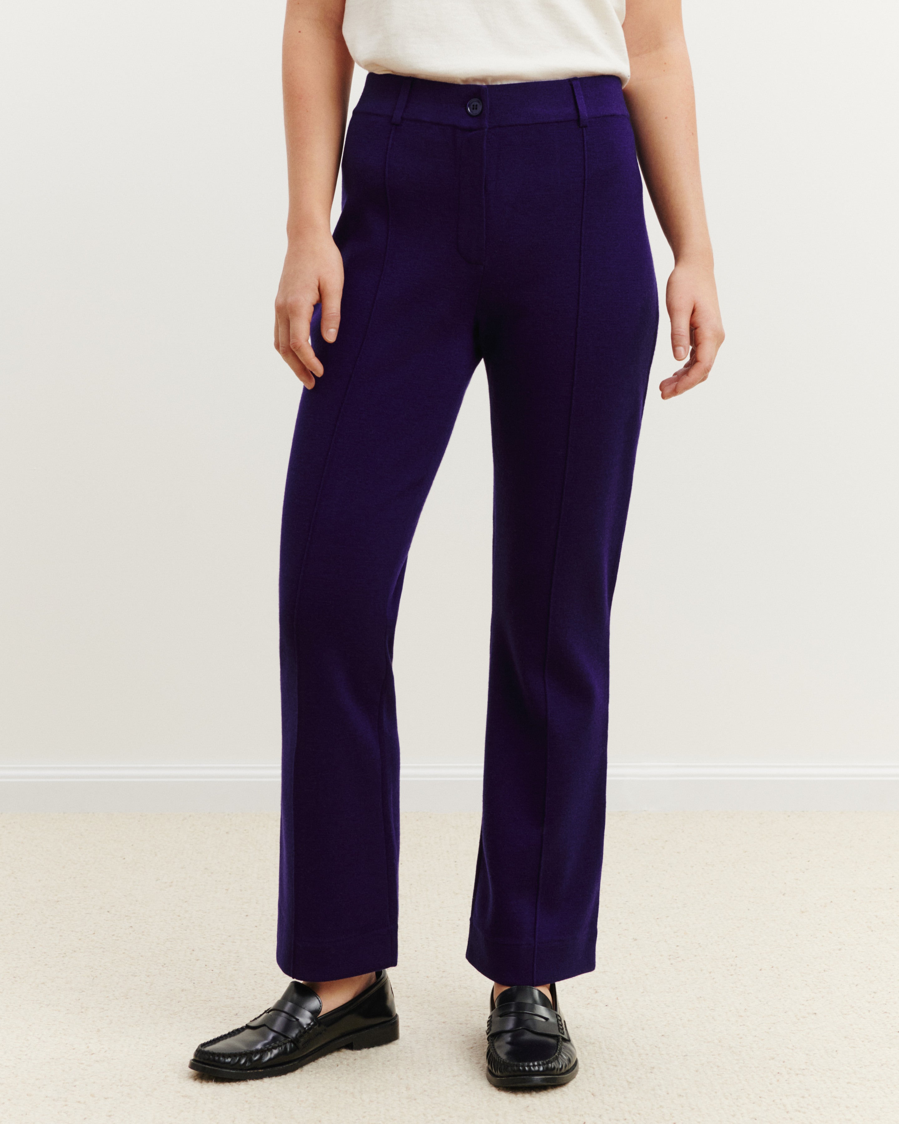 Pantalon bootcut milano-ULTRAVIOLET FONCE-95% laine 5% cachemire