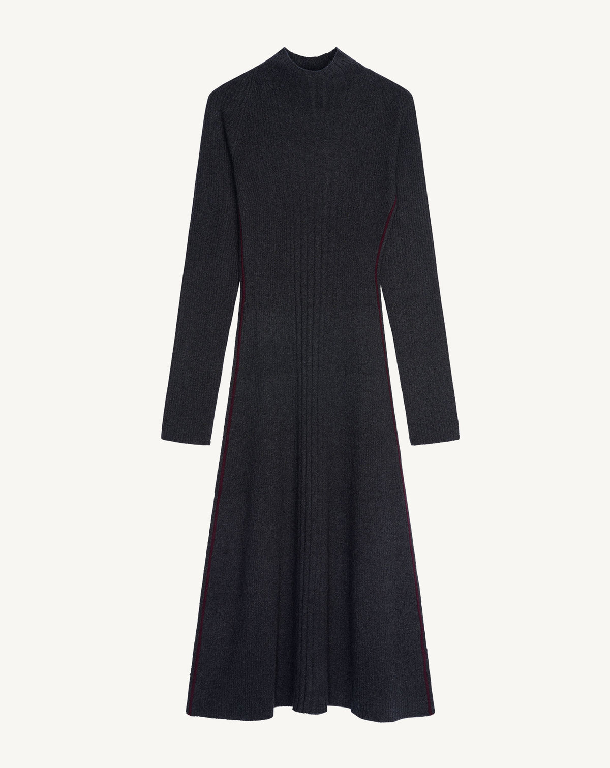 Robe longue détail côté-CHARBON-70% cachemire 30% soie