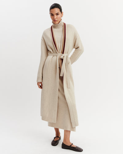 Gilet long à lisières-AVOINE-100% cachemire