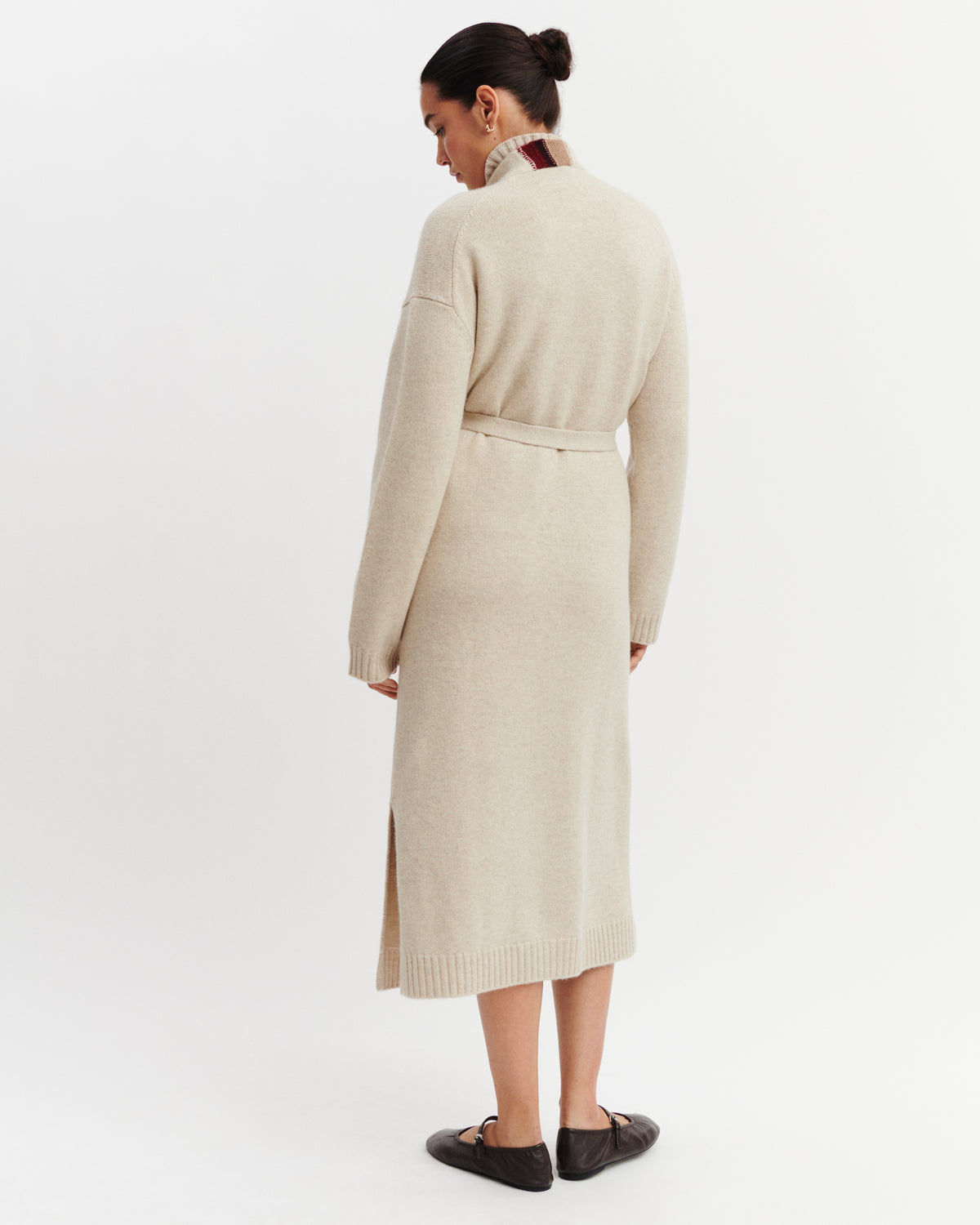 Gilet long à lisières-AVOINE-100% cachemire