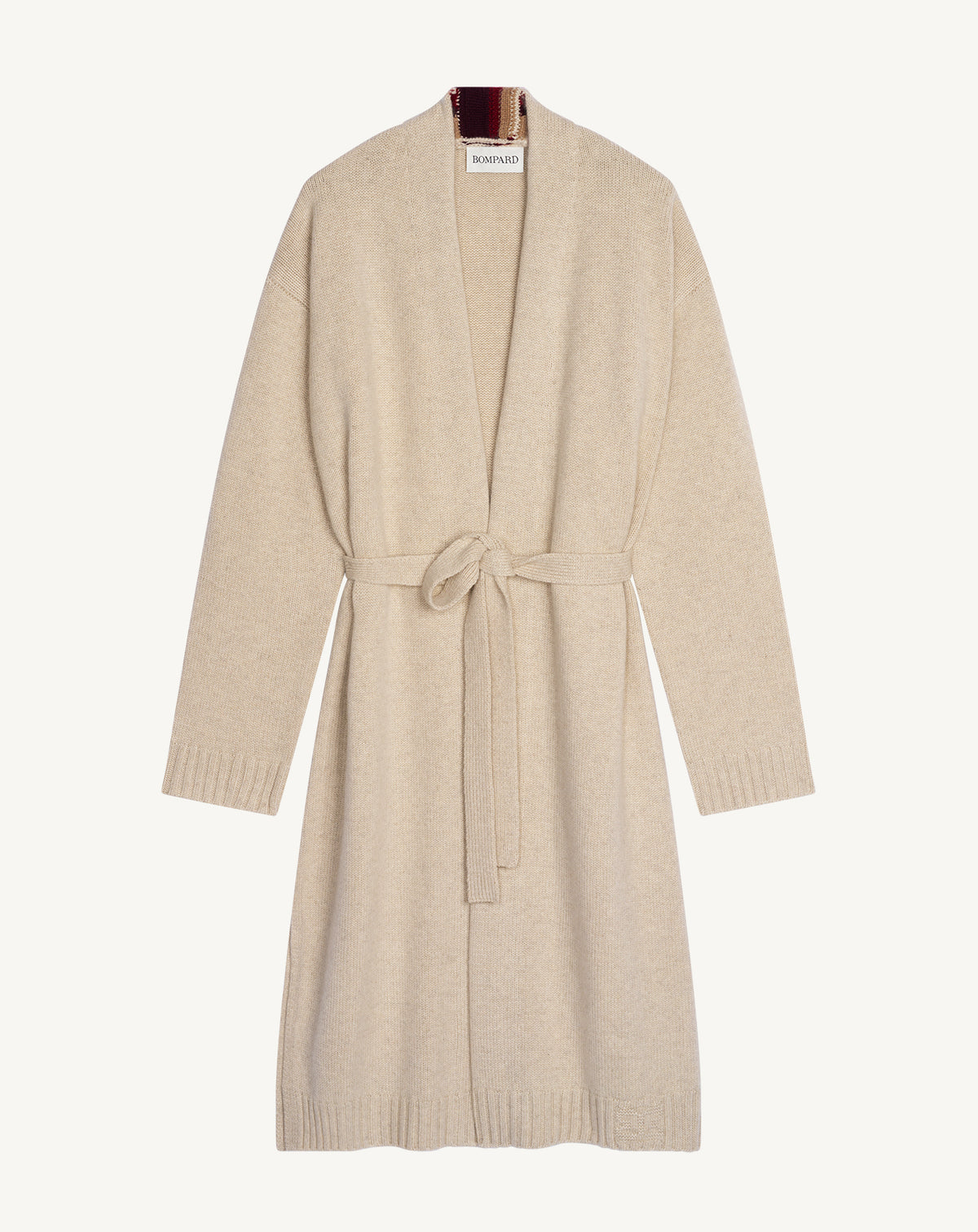 Gilet long à lisières-AVOINE-100% cachemire
