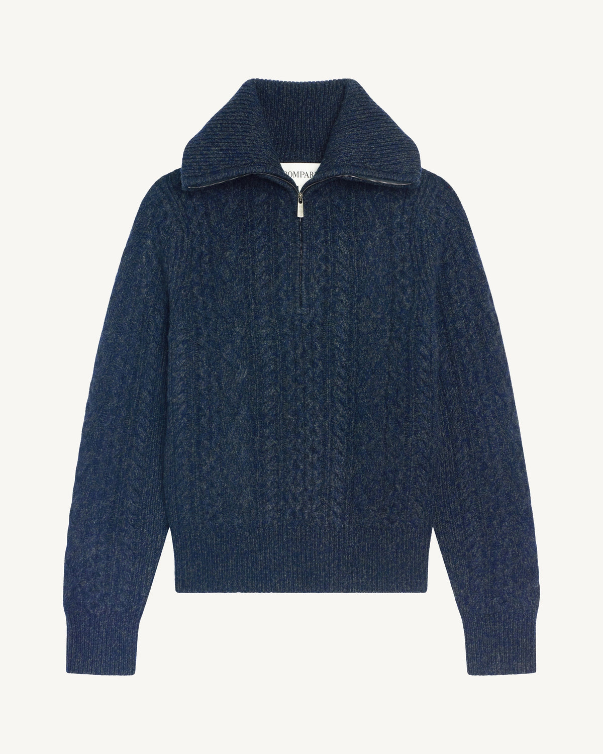 Pull camionneur à torsades-MARINE/CHARBON-100% cachemire