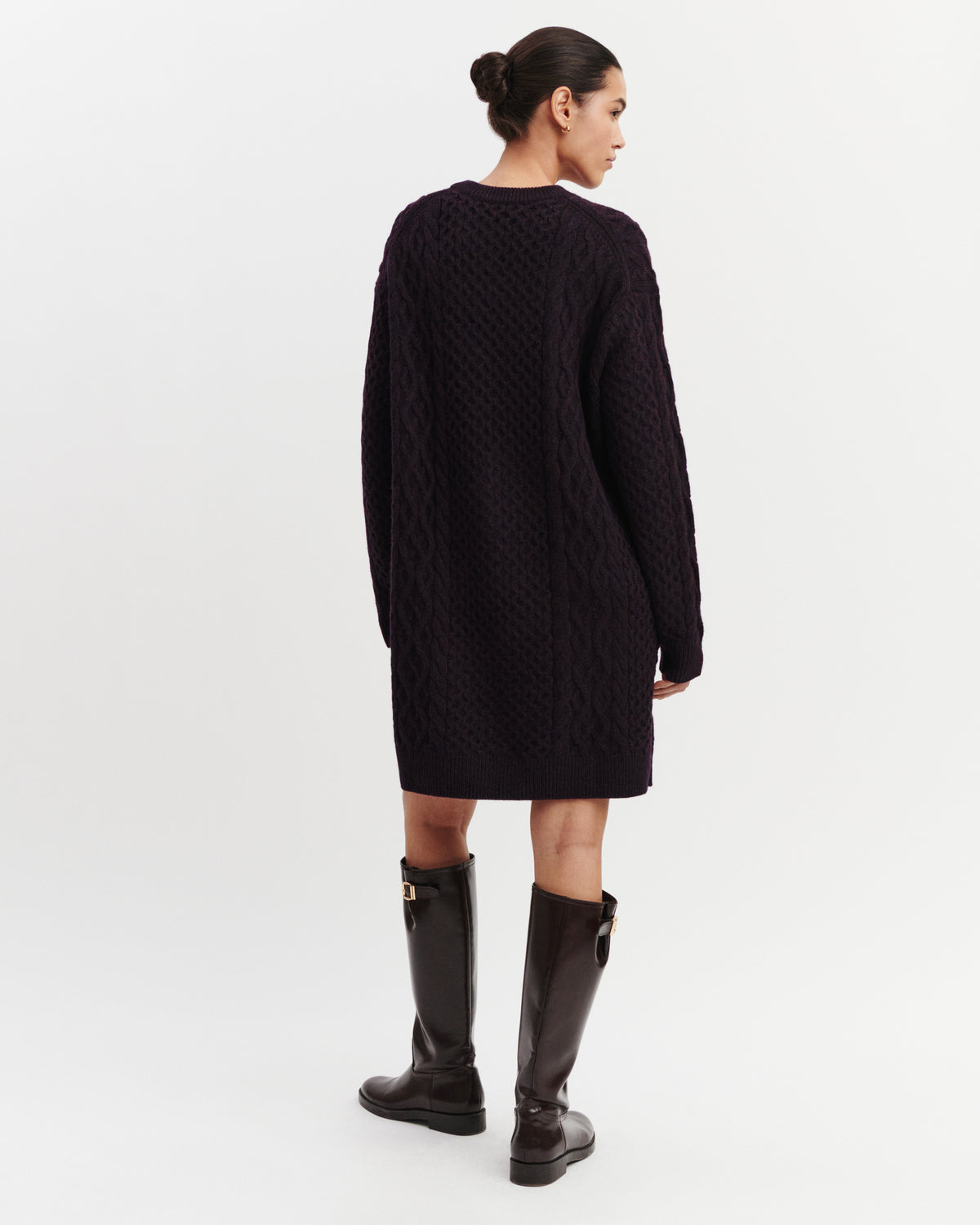 Robe pull à torsades-MARINE/GRENAT/RISTRETTO-100% cachemire