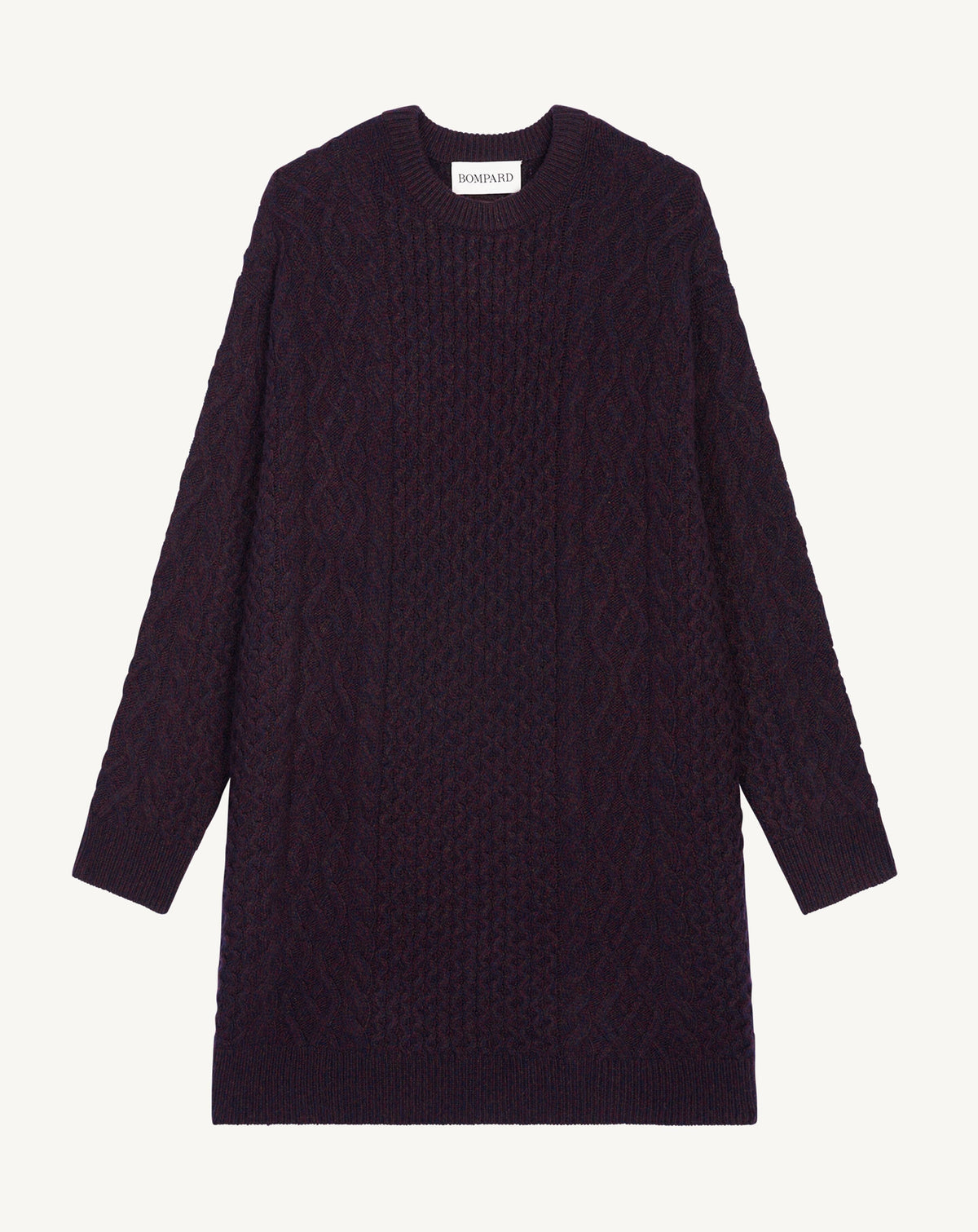 Robe pull à torsades-MARINE/GRENAT/RISTRETTO-100% cachemire