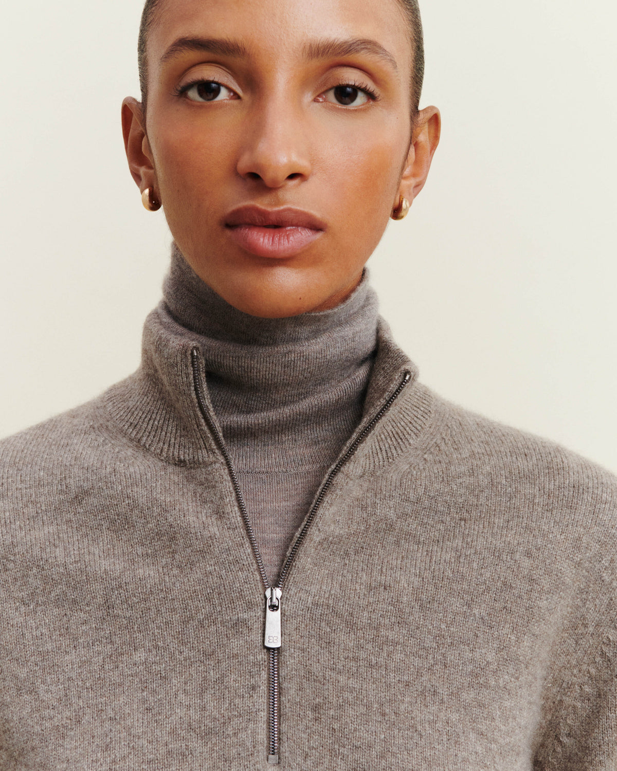 Pull camionneur-TAUPE-50% cachemire 50% yak