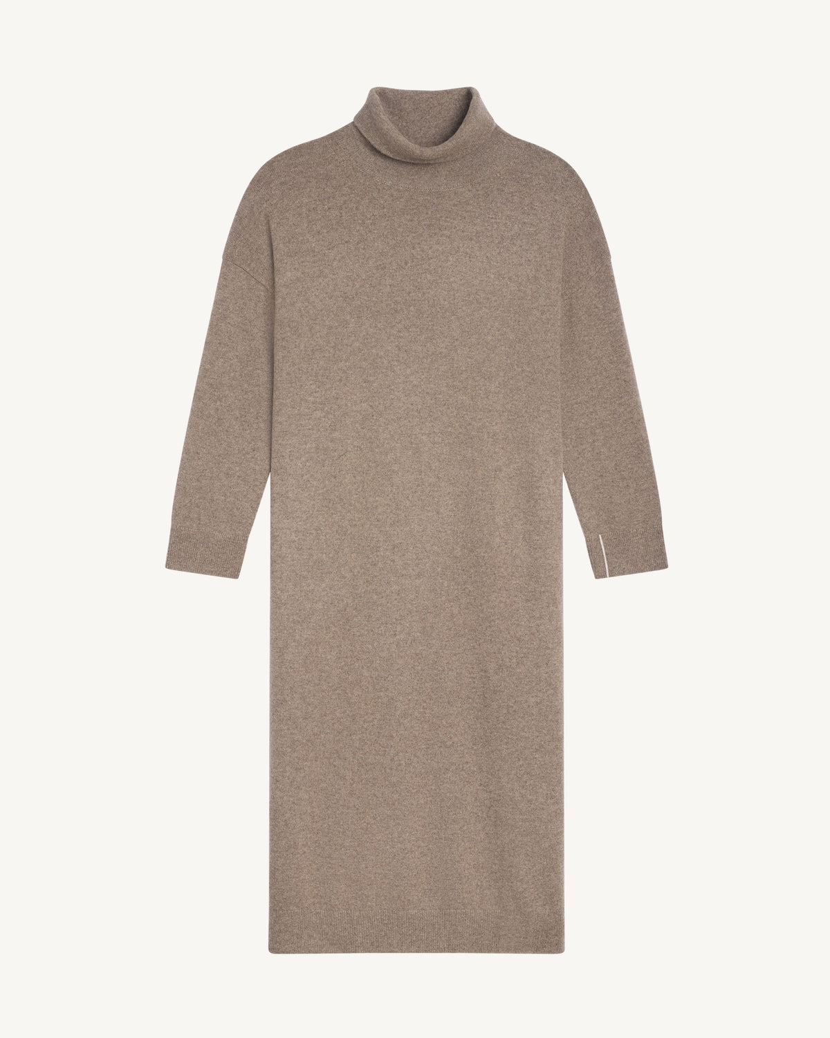 Robe longue col montant-TAUPE-50% cachemire 50% yak