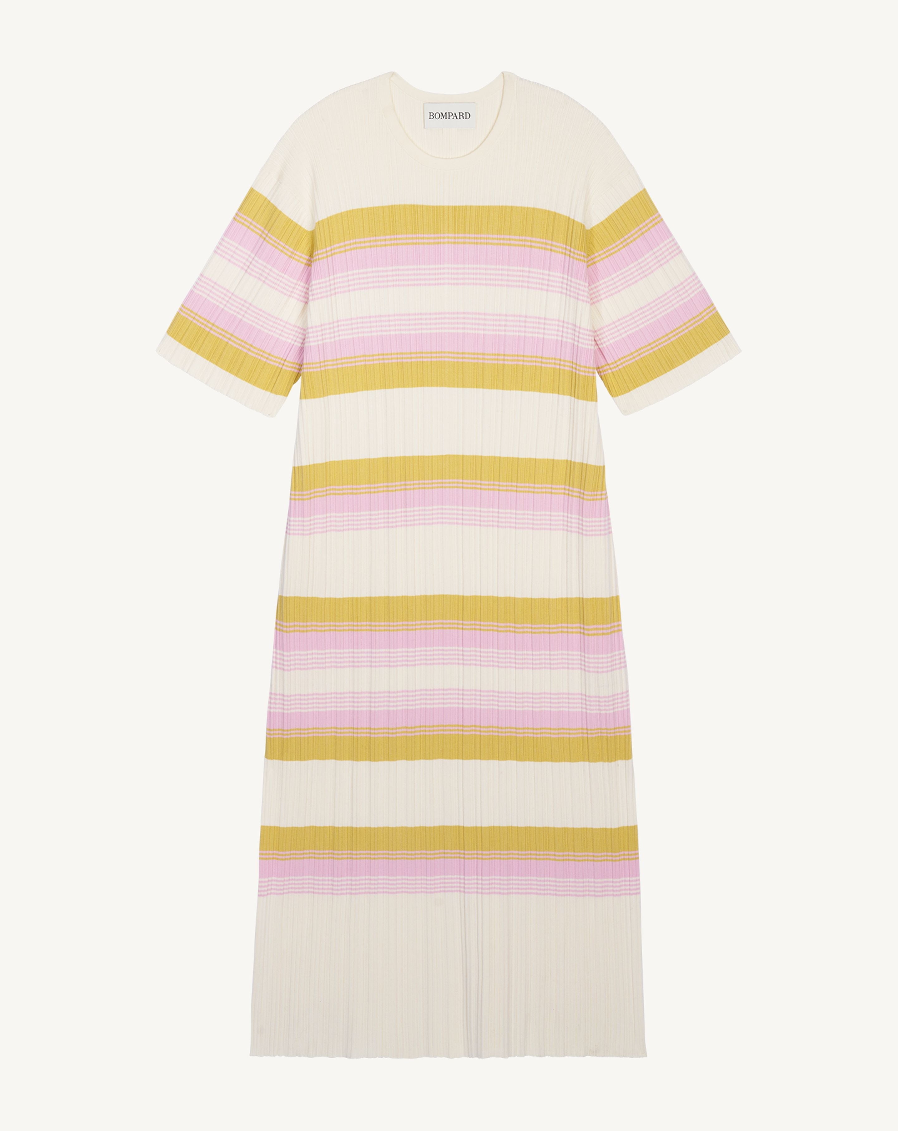 Robe T-shirt rayée à côtes