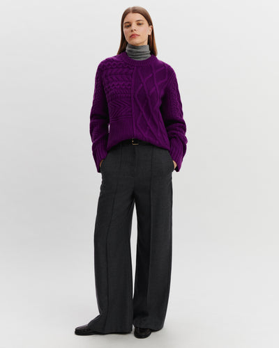 Pull col rond patchwork-CYCLAMEN-100% cachemire