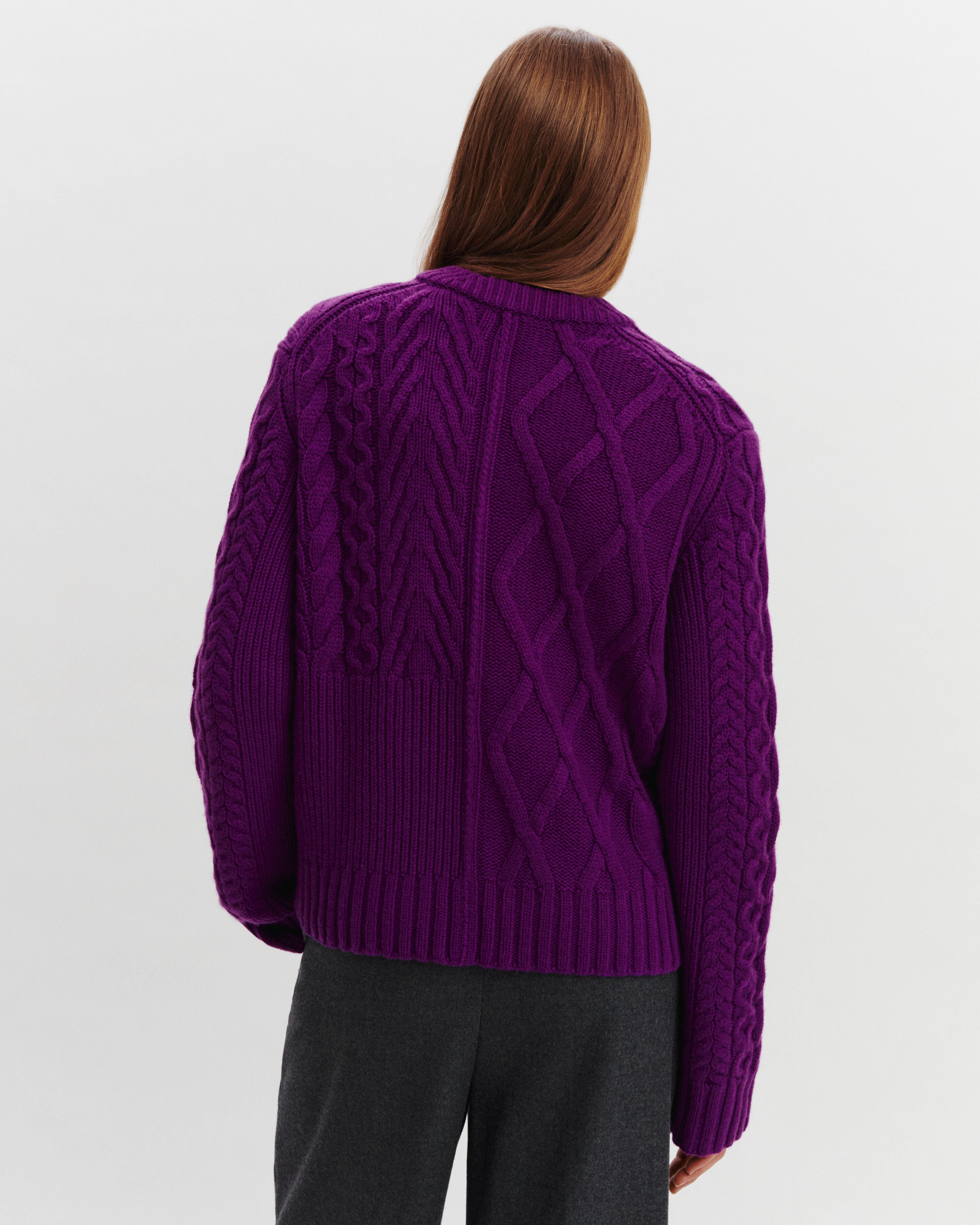 Pull col rond patchwork-CYCLAMEN-100% cachemire