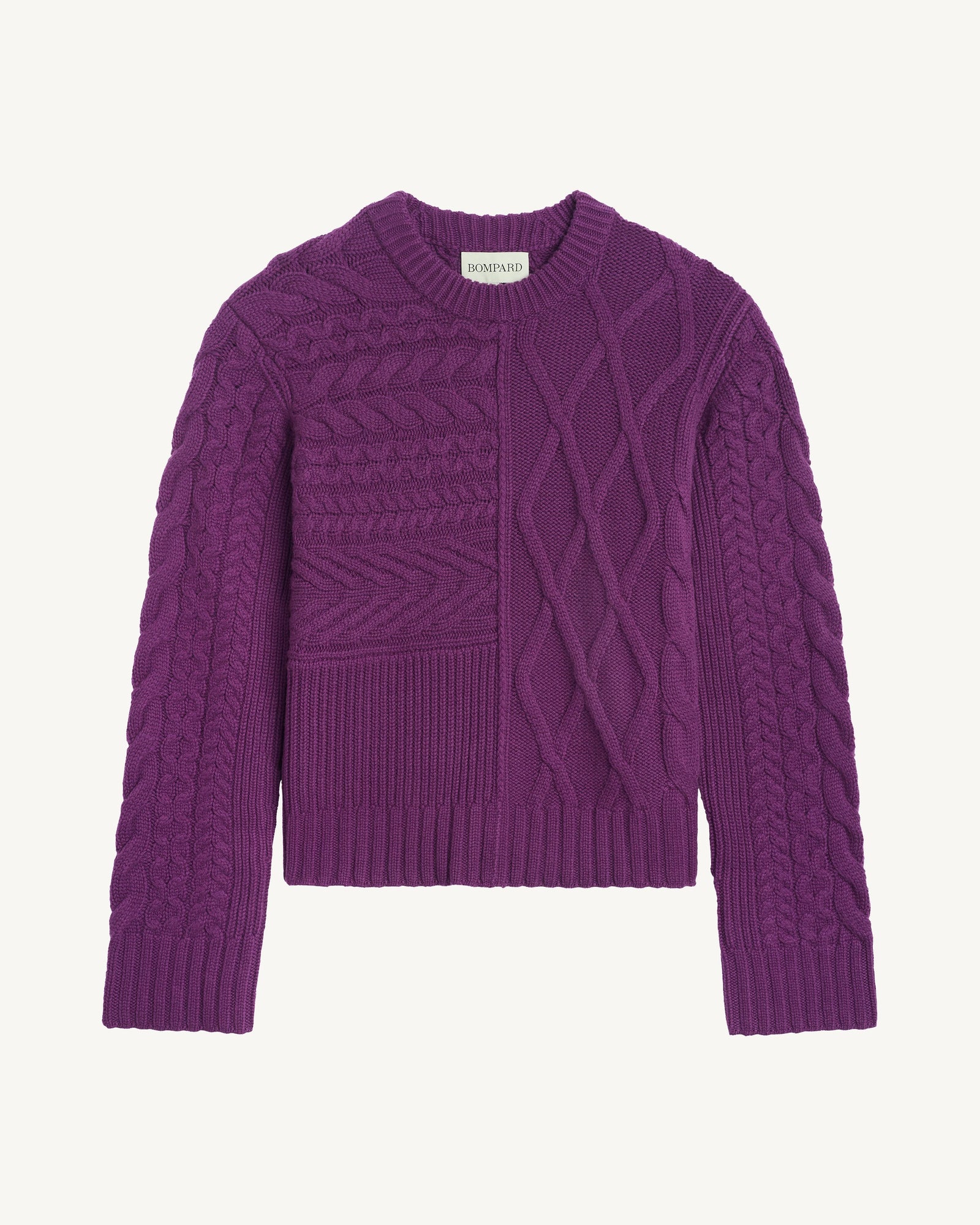 Pull col rond patchwork-CYCLAMEN-100% cachemire