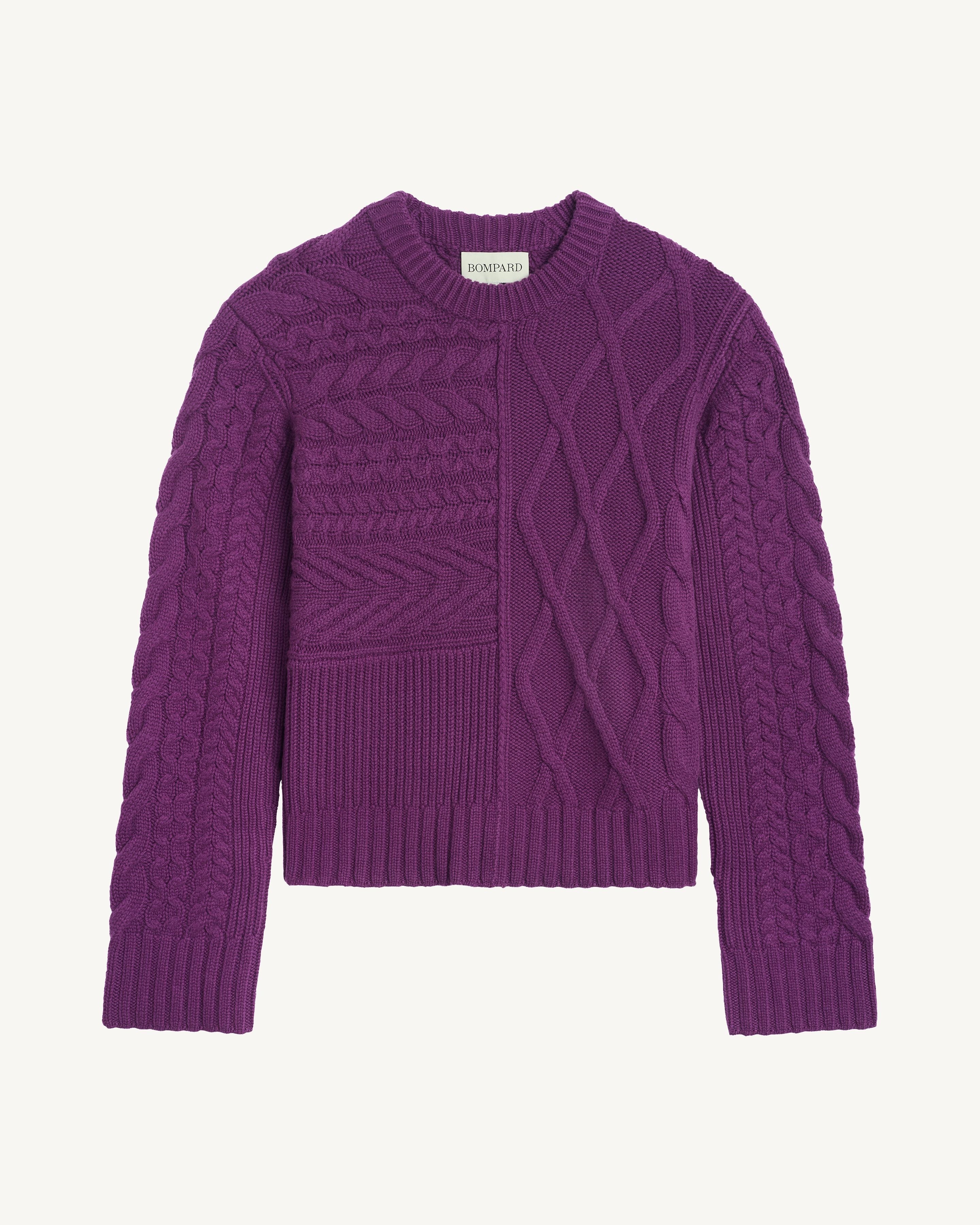 Pull col rond patchwork-CYCLAMEN-100% cachemire