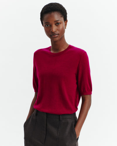 Pull manches courtes Fiona-POURPRE-100% cachemire
