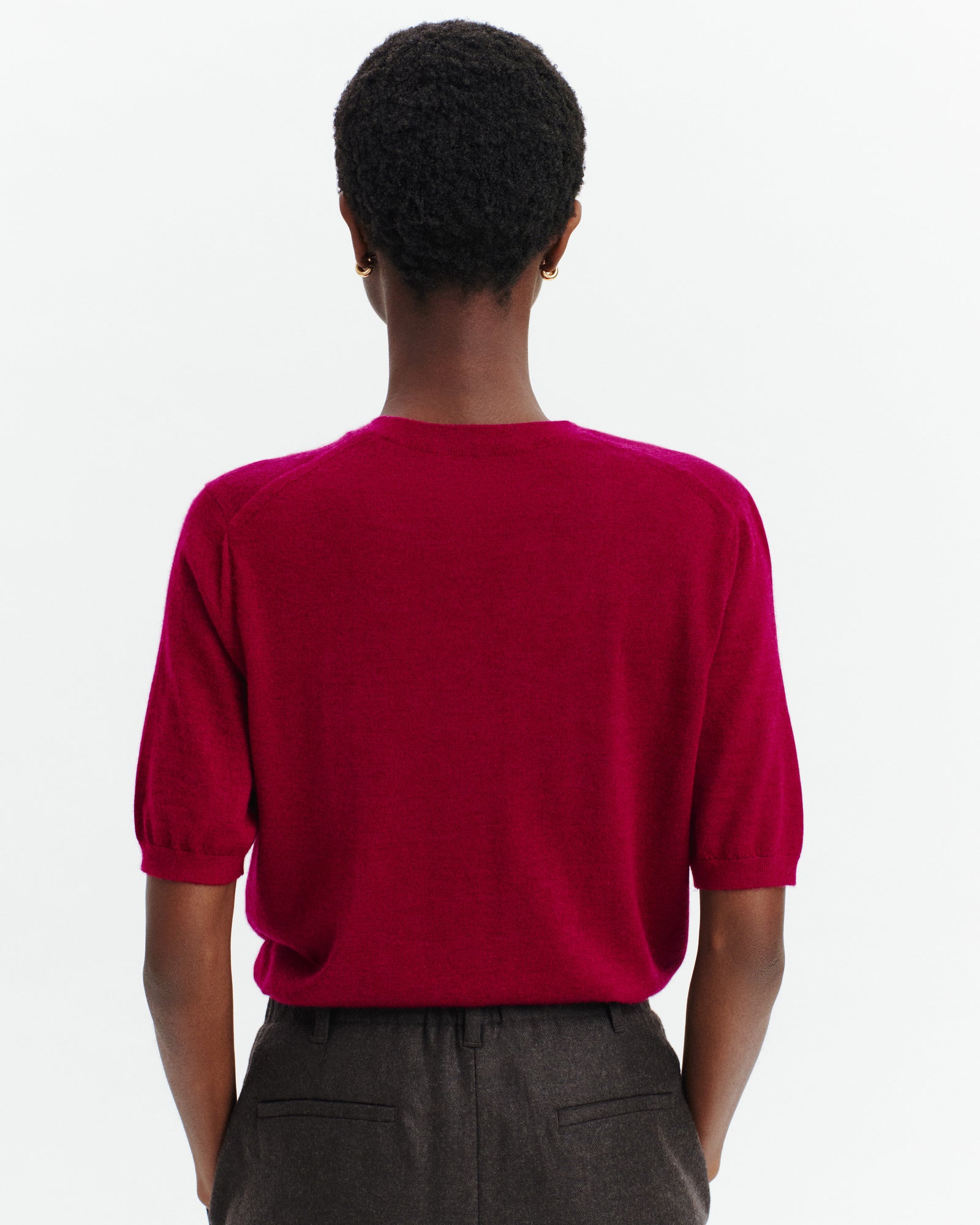 Pull manches courtes Fiona-POURPRE-100% cachemire